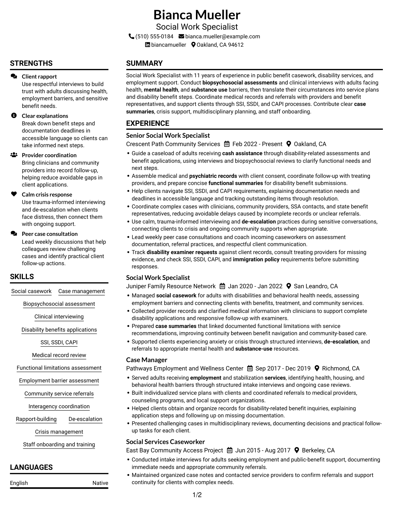 Resume example — page 1