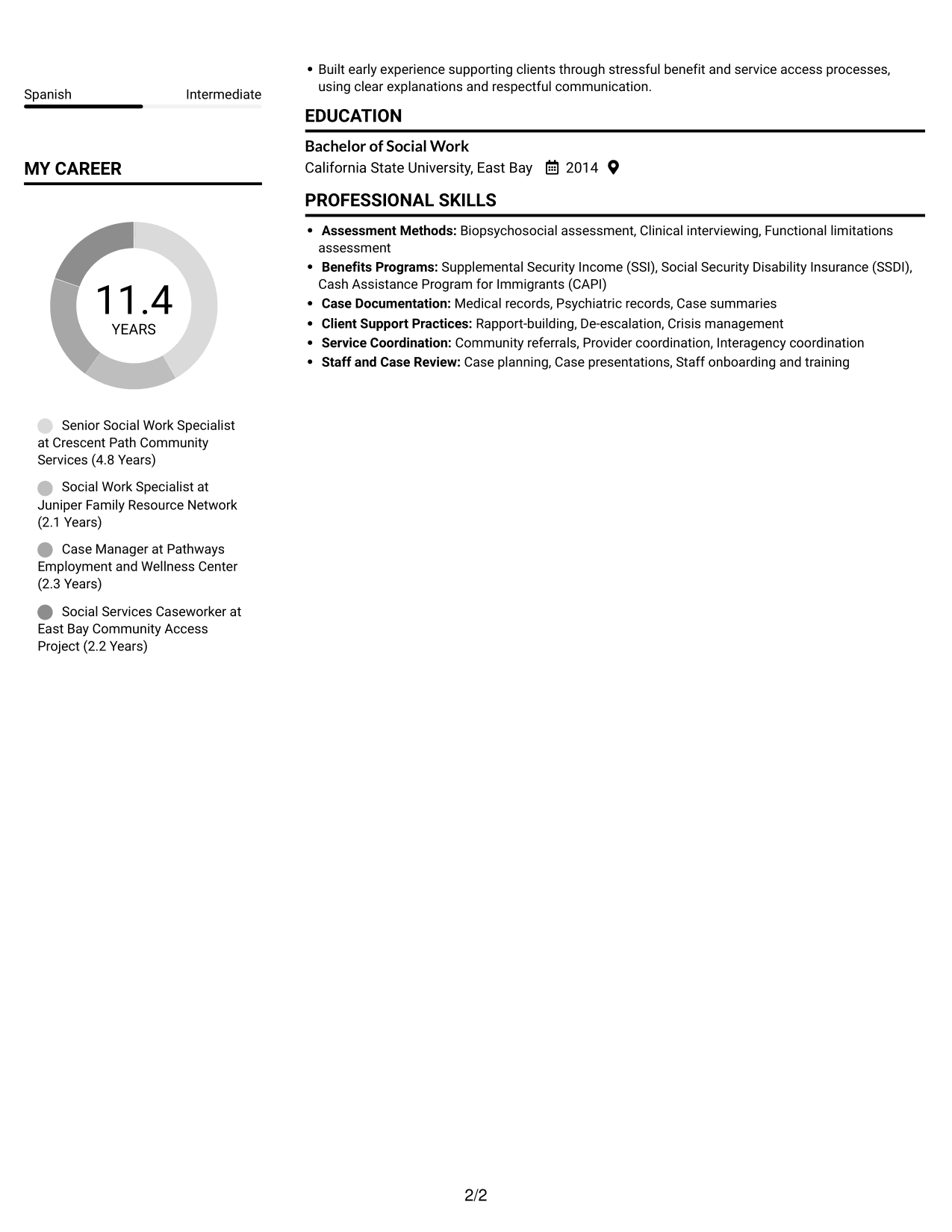 Resume example — page 2