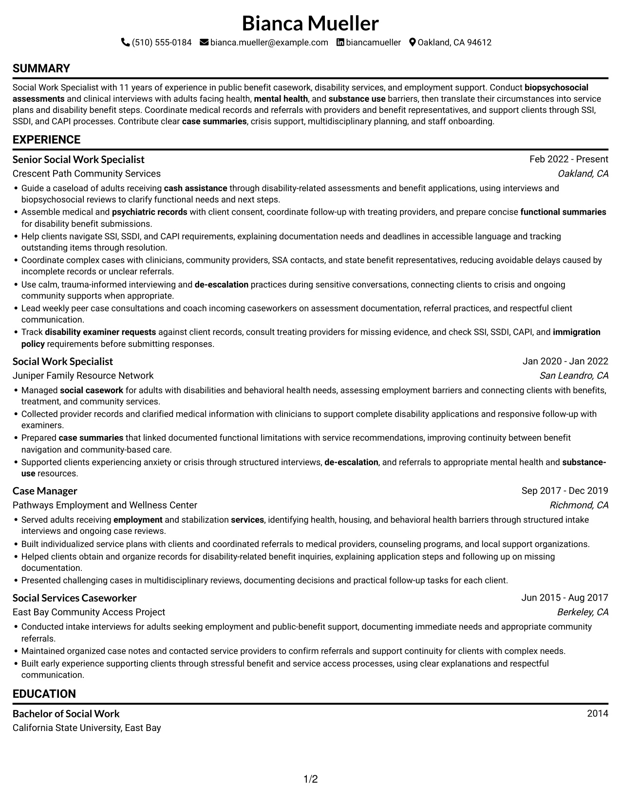 Resume example — page 1