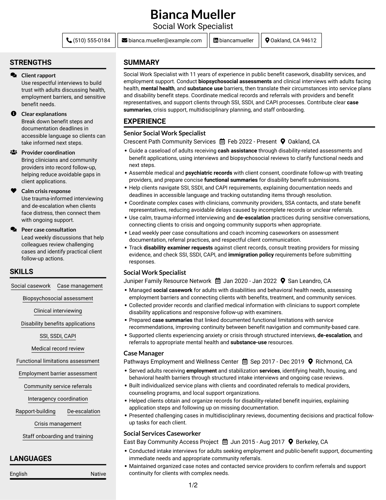 Resume example — page 1