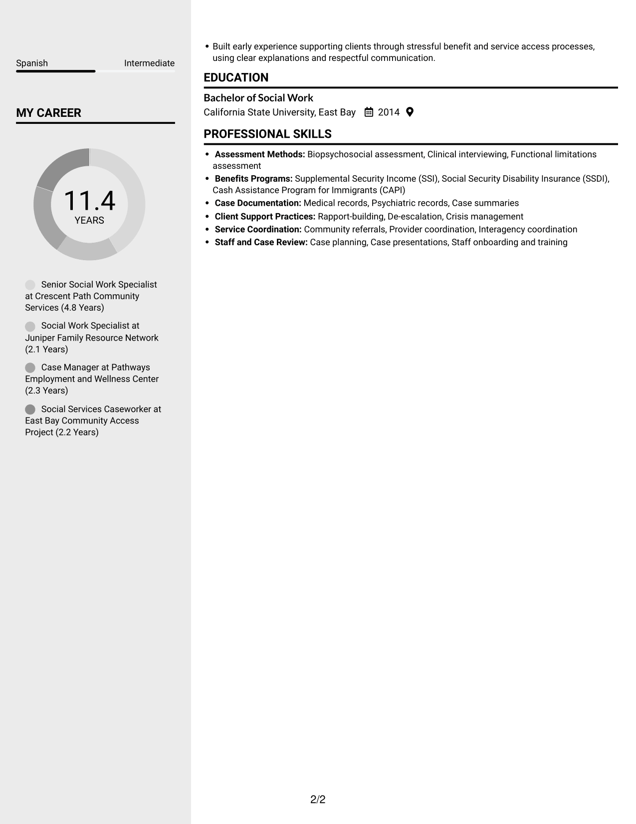Resume example — page 2