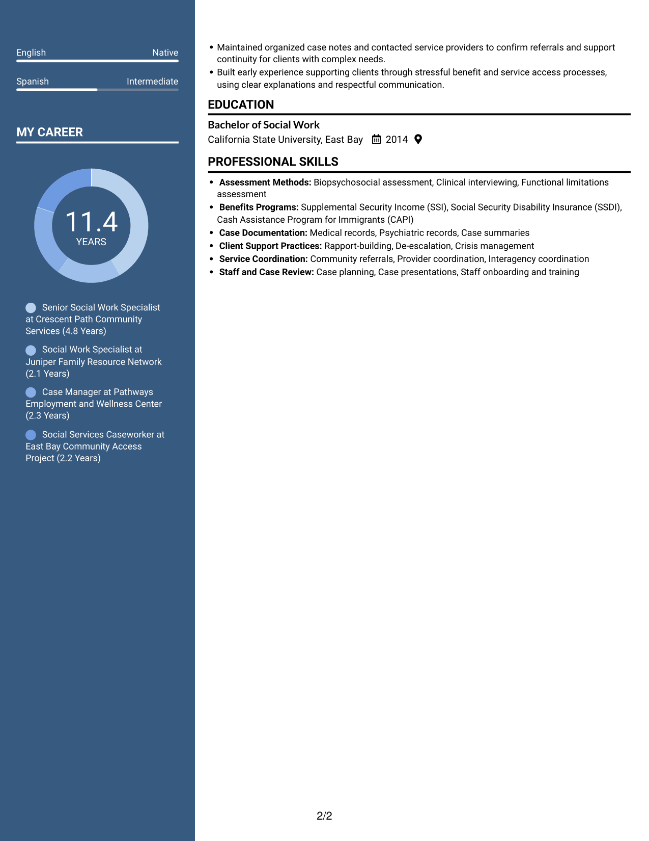 Resume example — page 2