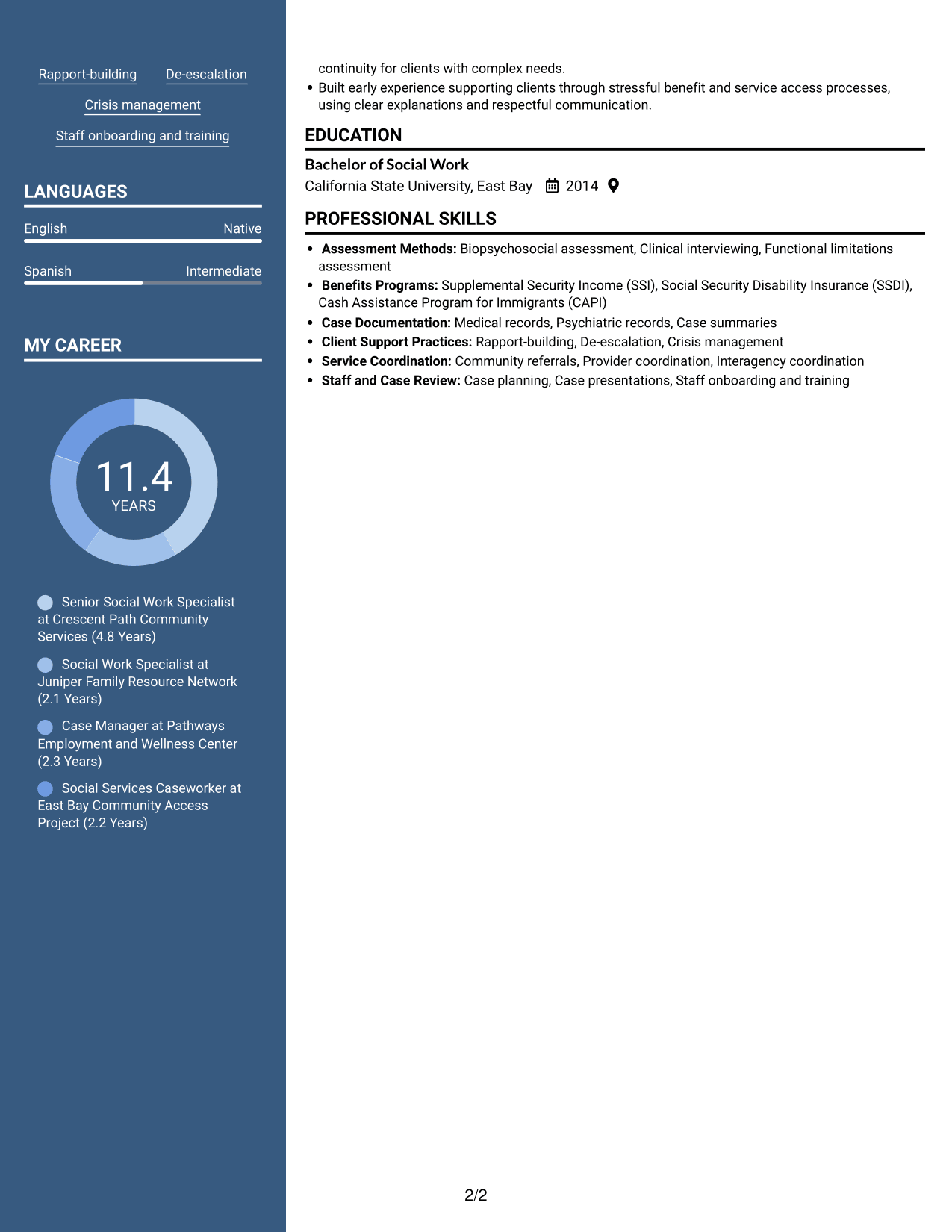 Resume example — page 2