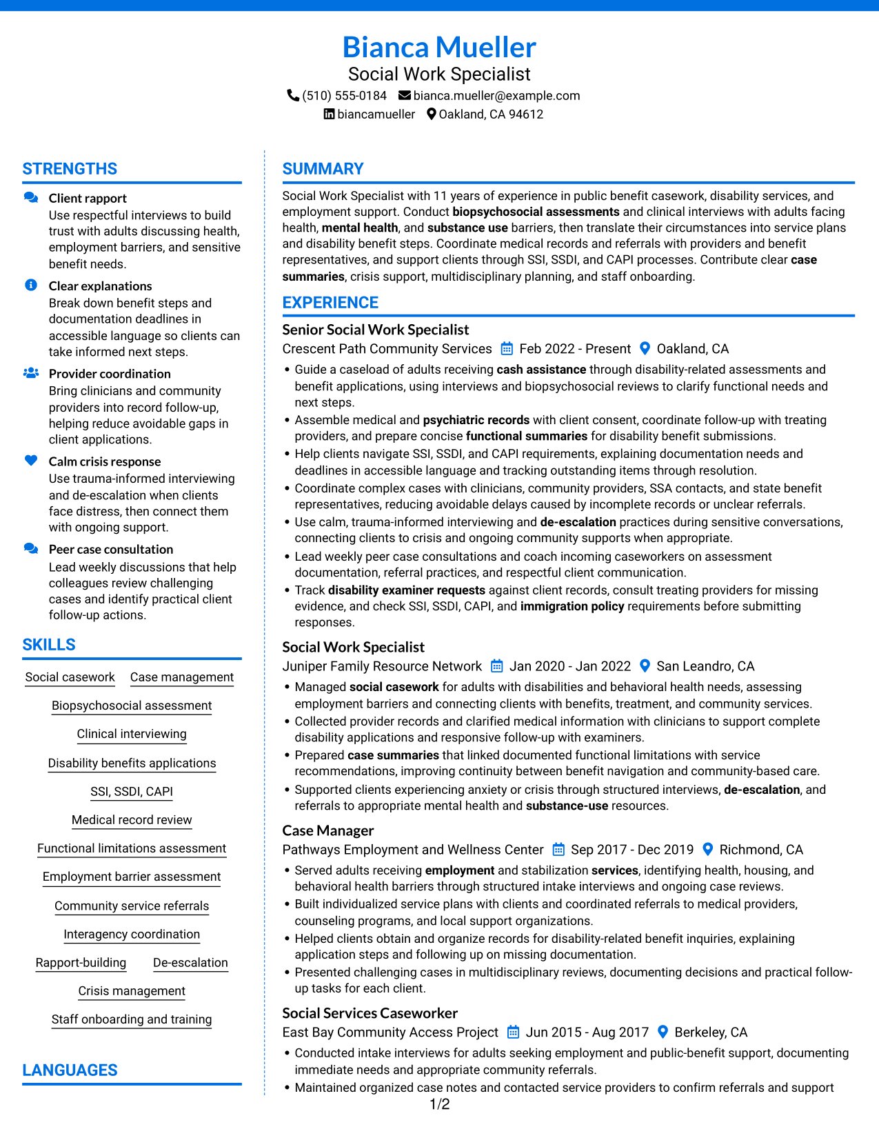Resume example — page 1