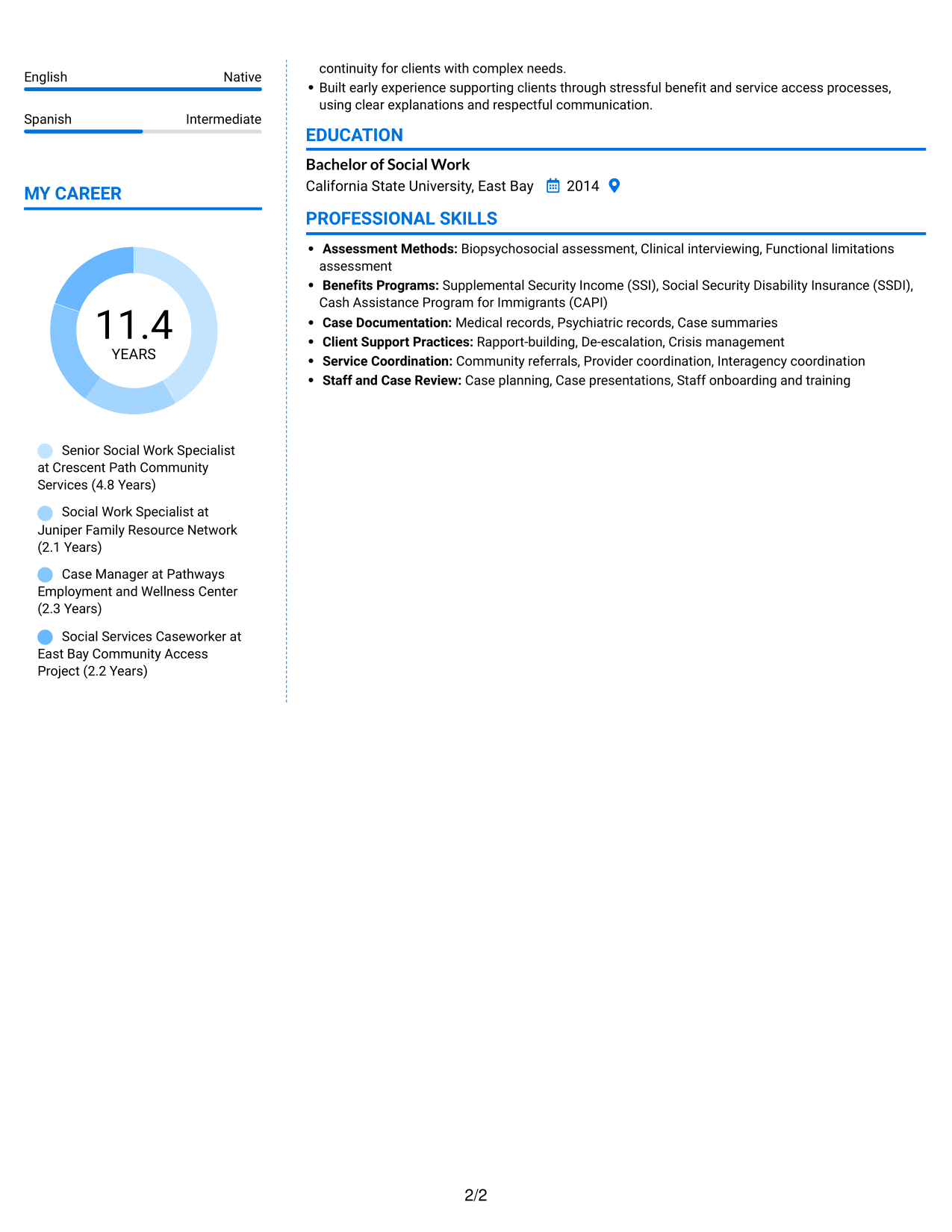 Resume example — page 2
