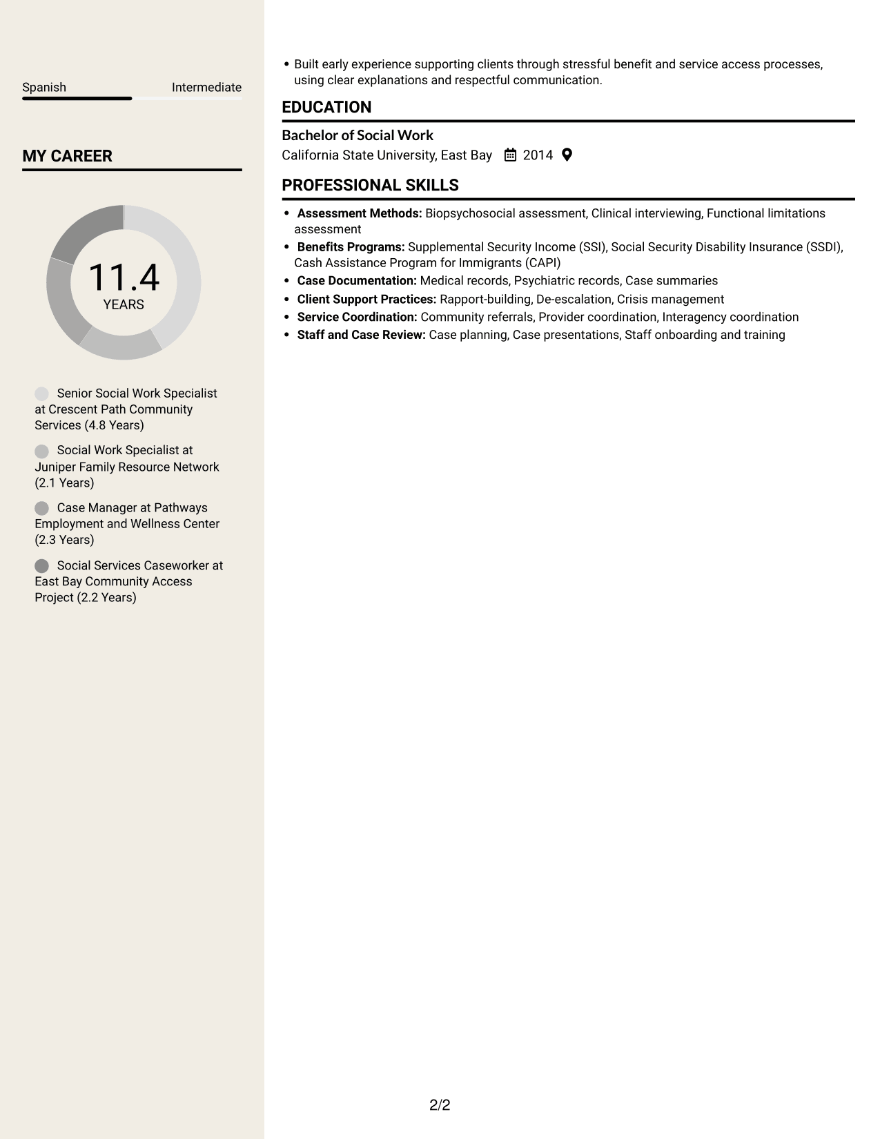 Resume example — page 2