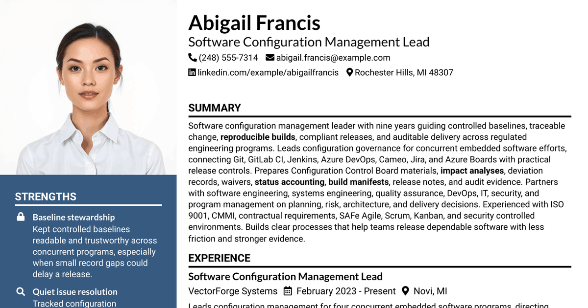 7 Software Configuration Staff Lead Resume Templates with Example