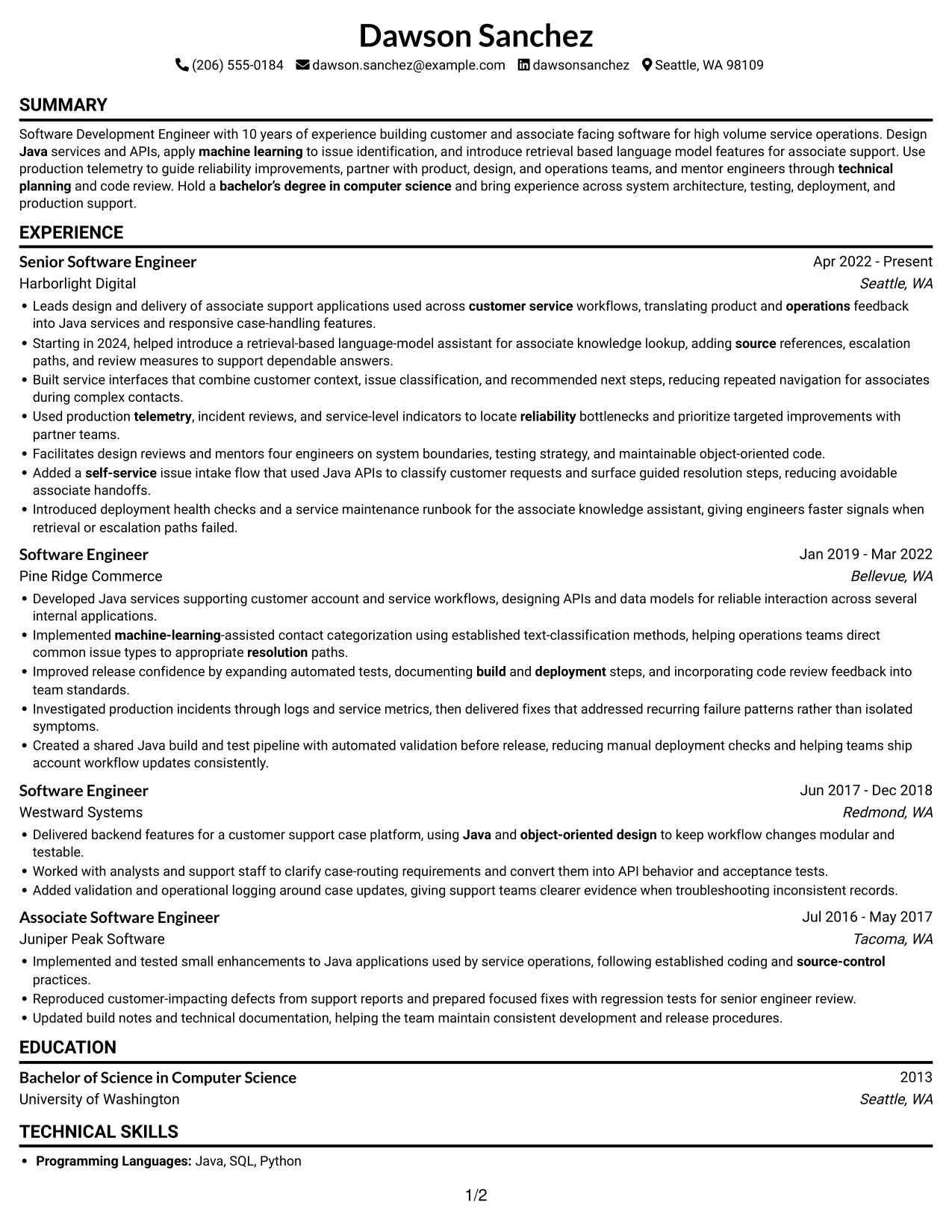 Resume example — page 1