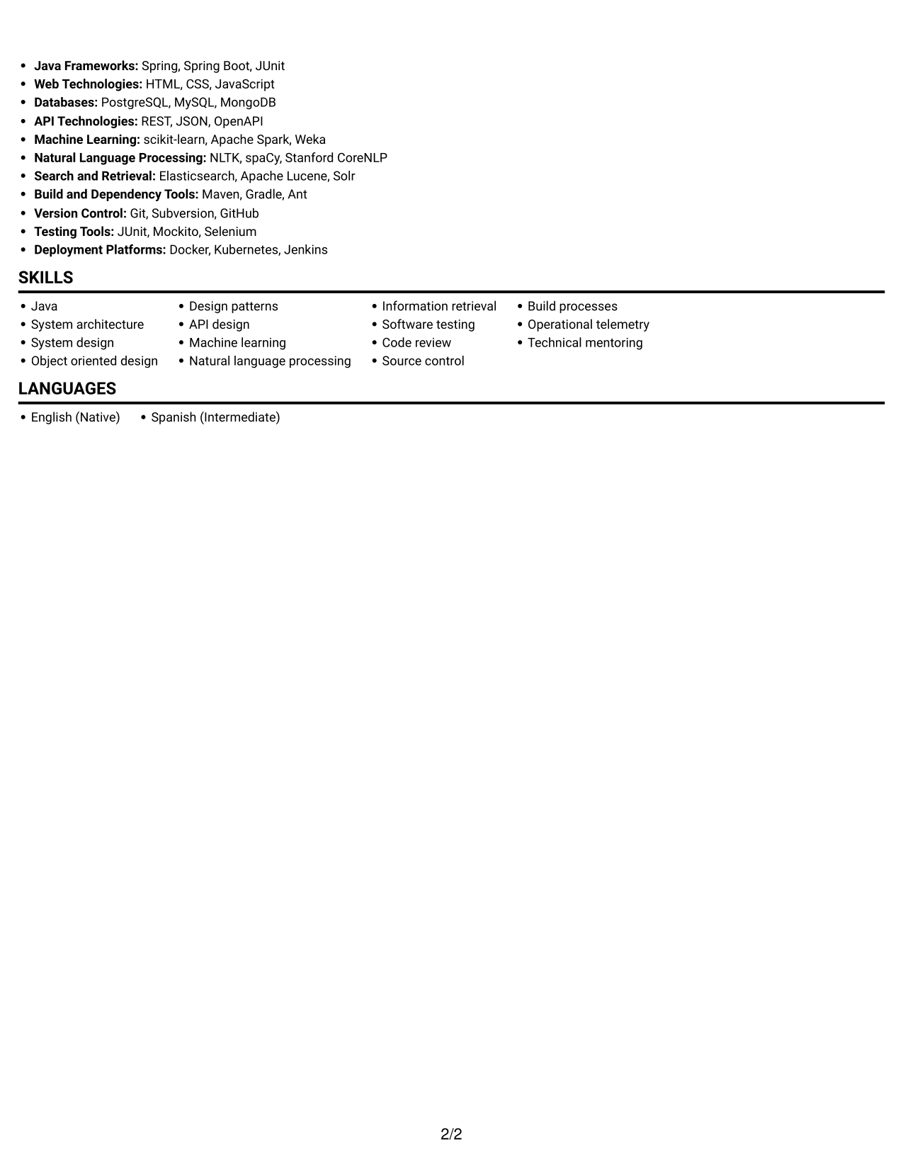 Resume example — page 2