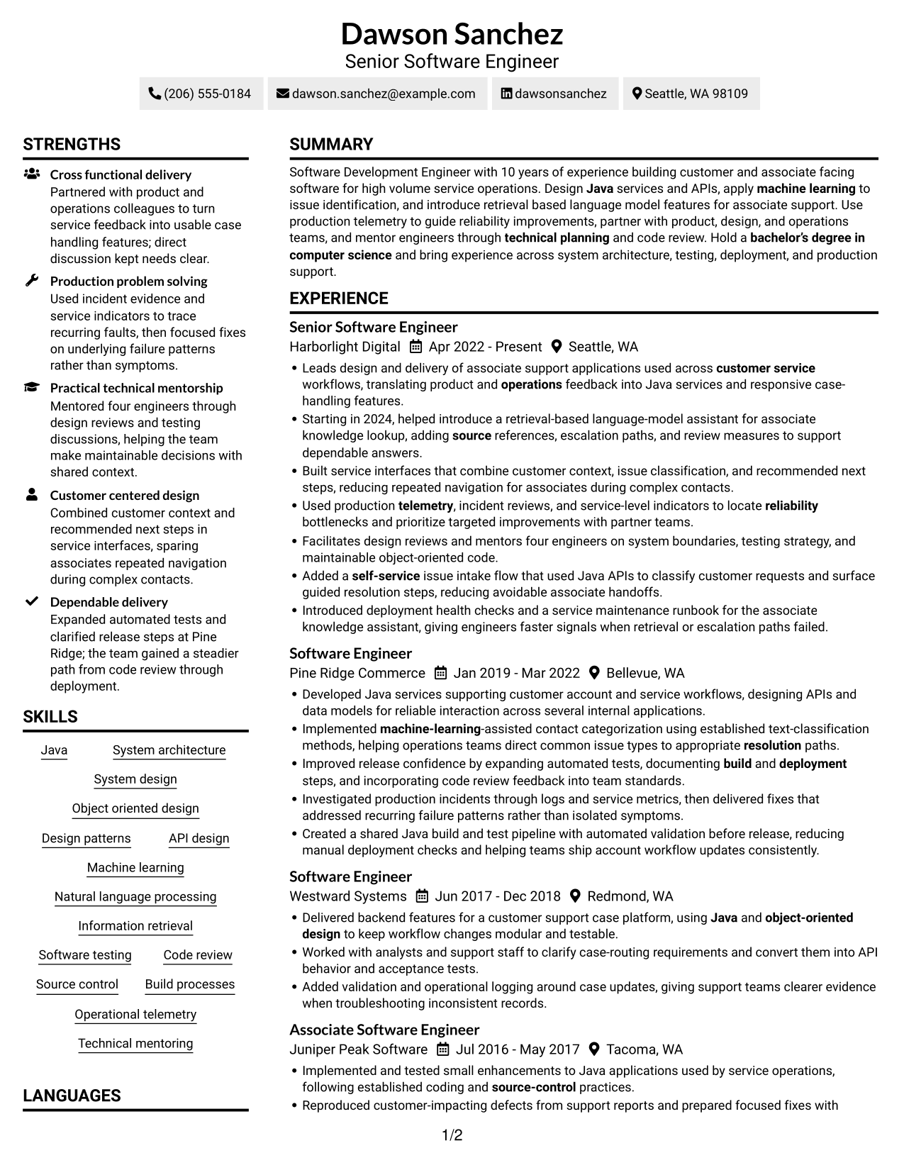 Resume example — page 1
