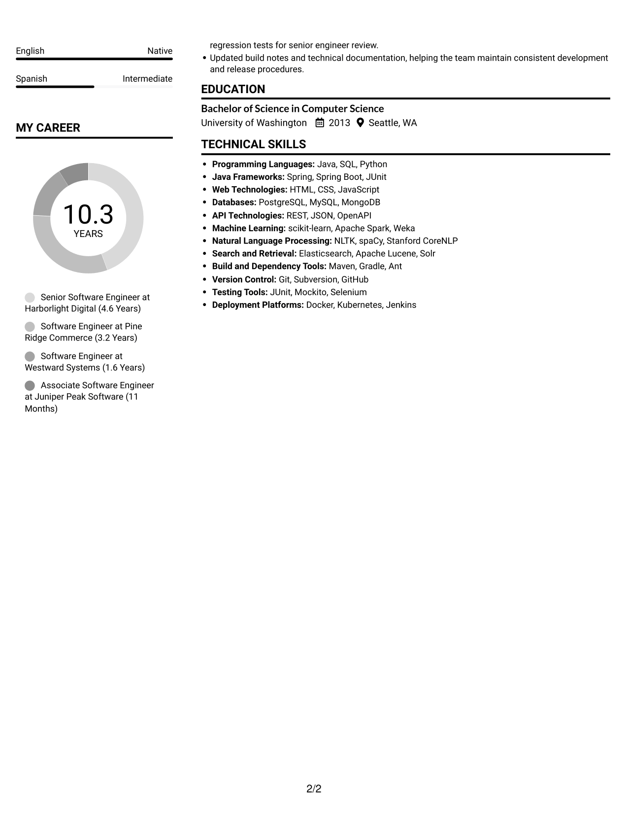 Resume example — page 2