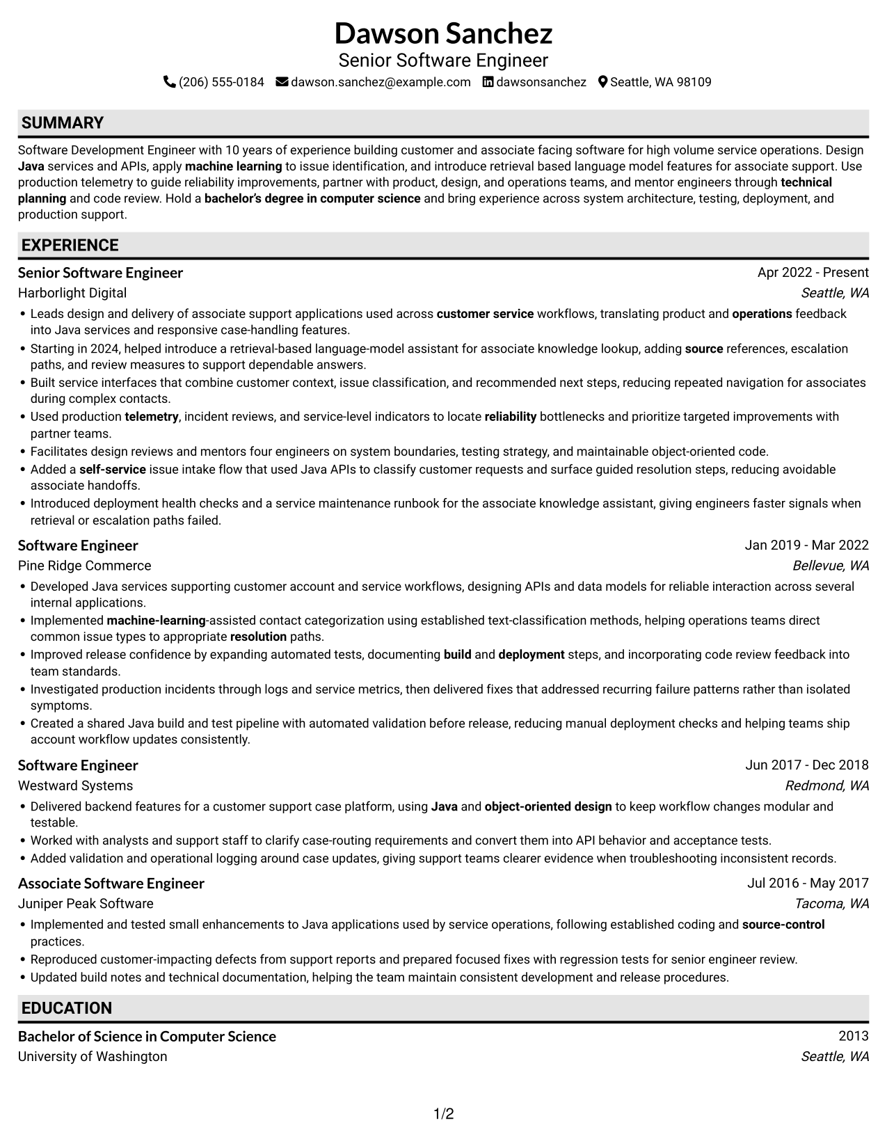 Resume example — page 1