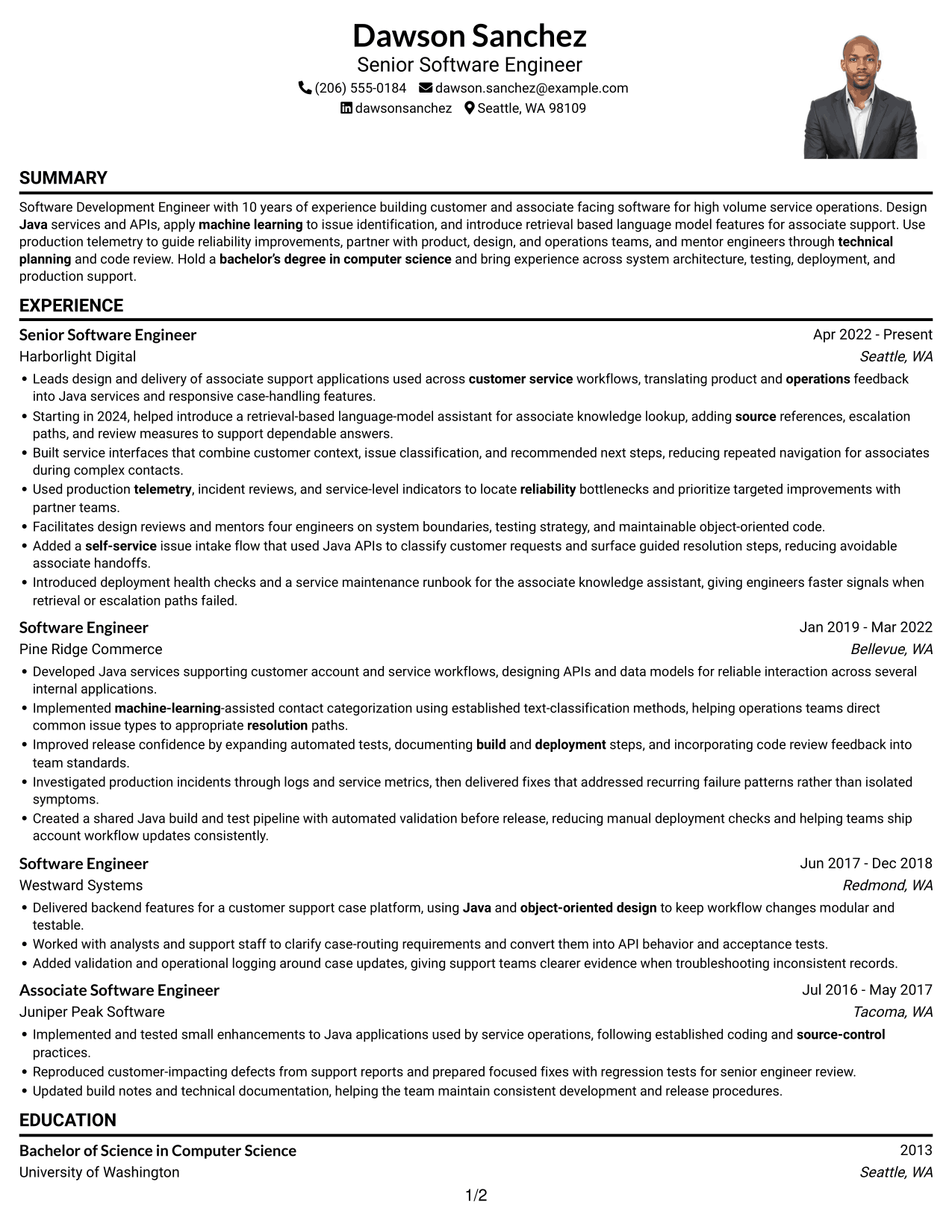Resume example — page 1