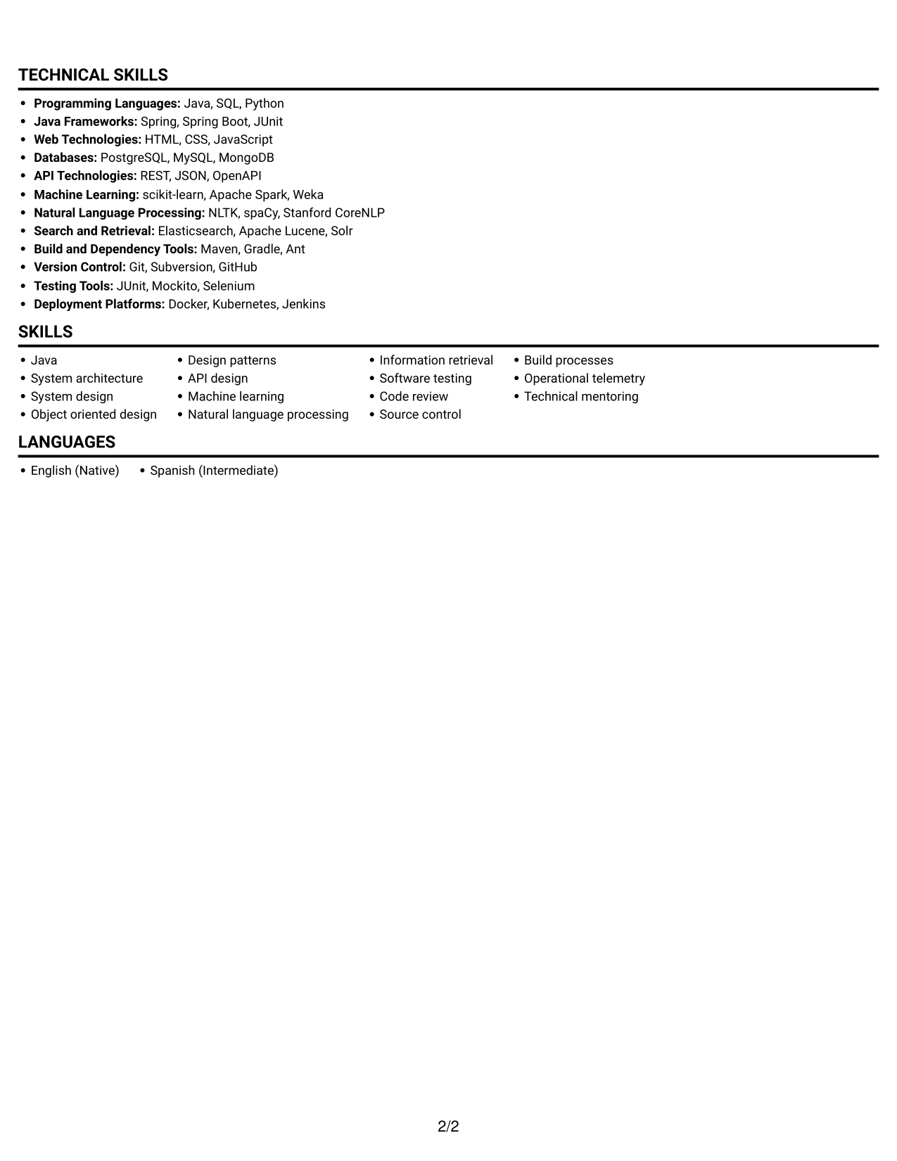 Resume example — page 2