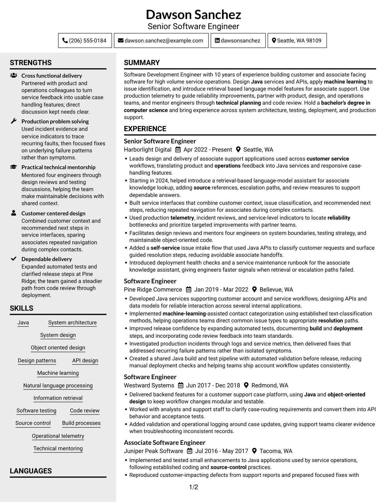 Resume example — page 1