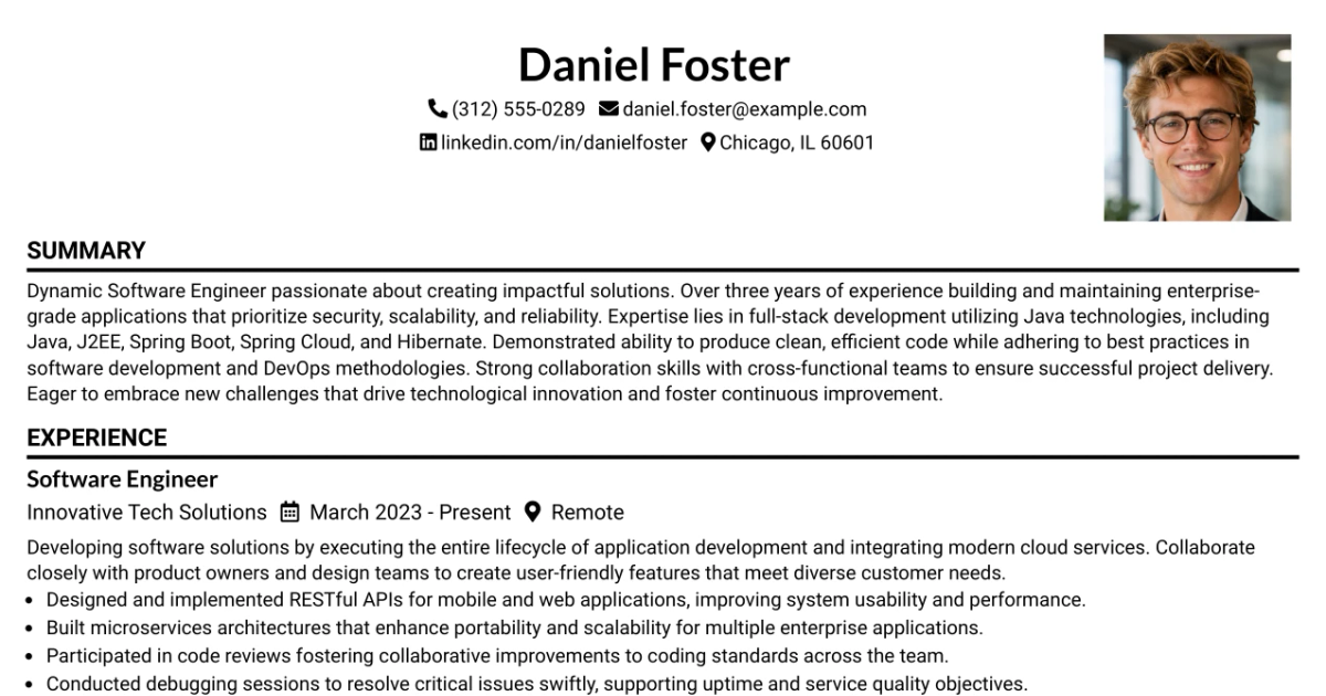 33 Software Engineer Resume Templates with Example 2026 (ATS-Optimized)