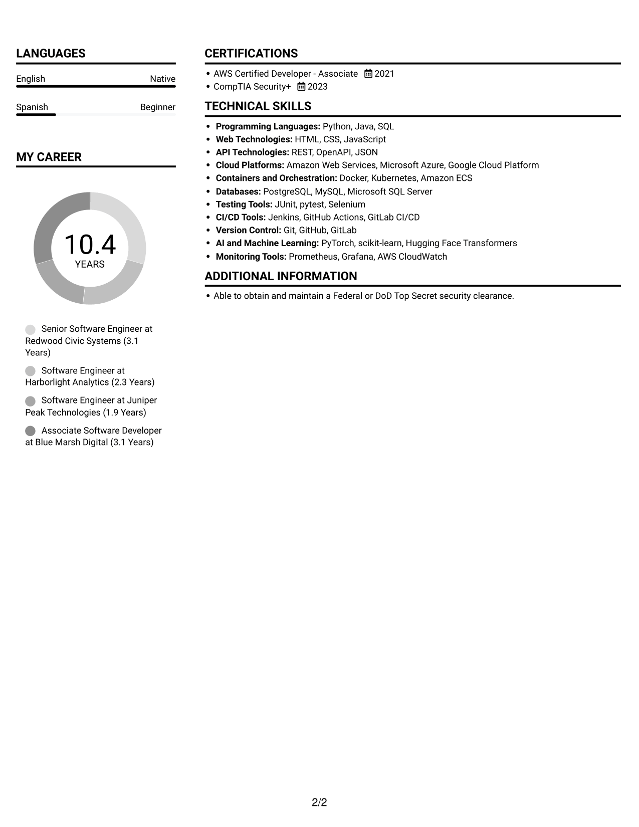 Resume example — page 2