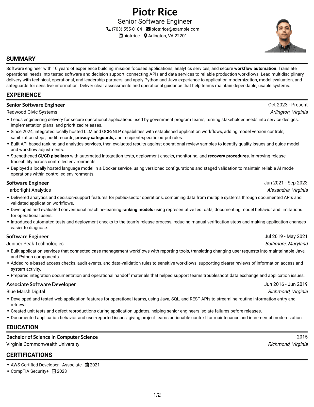 Resume example — page 1