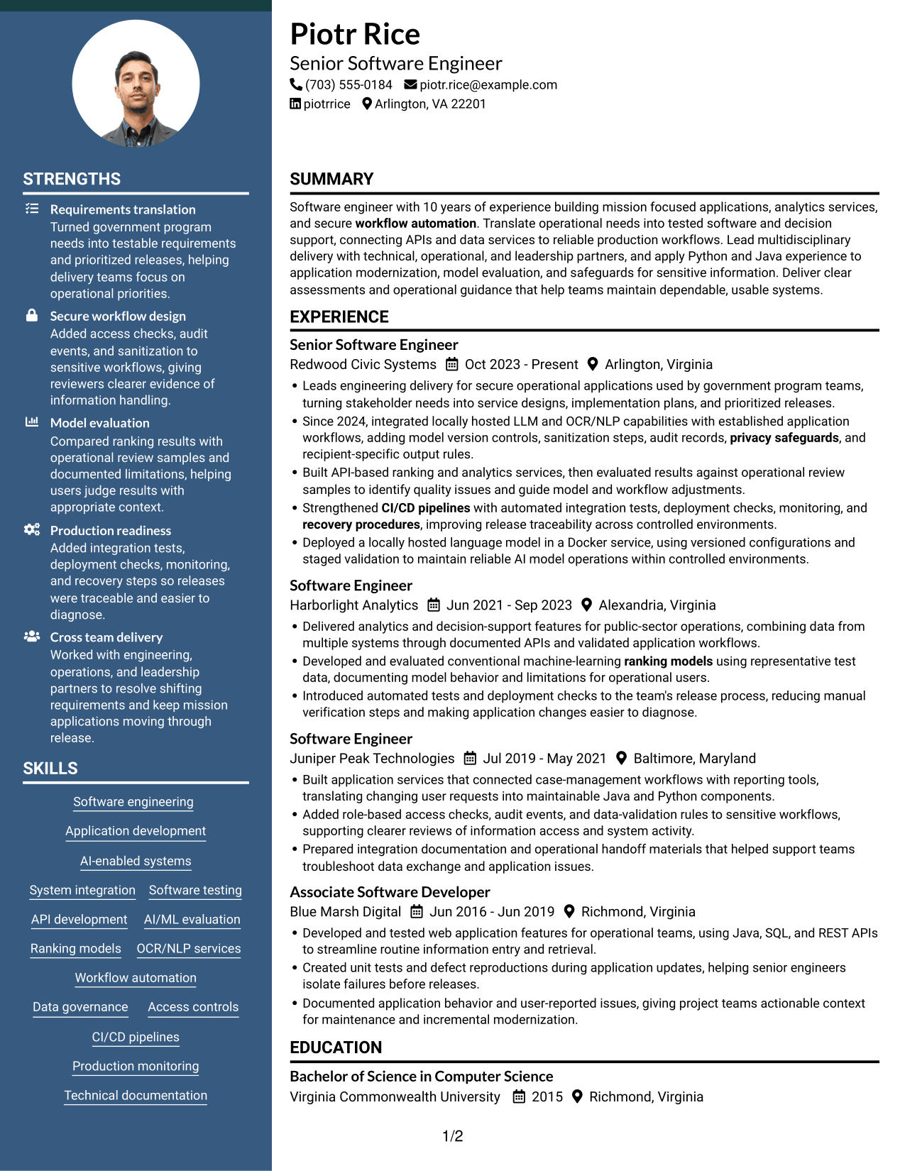 Resume example — page 1