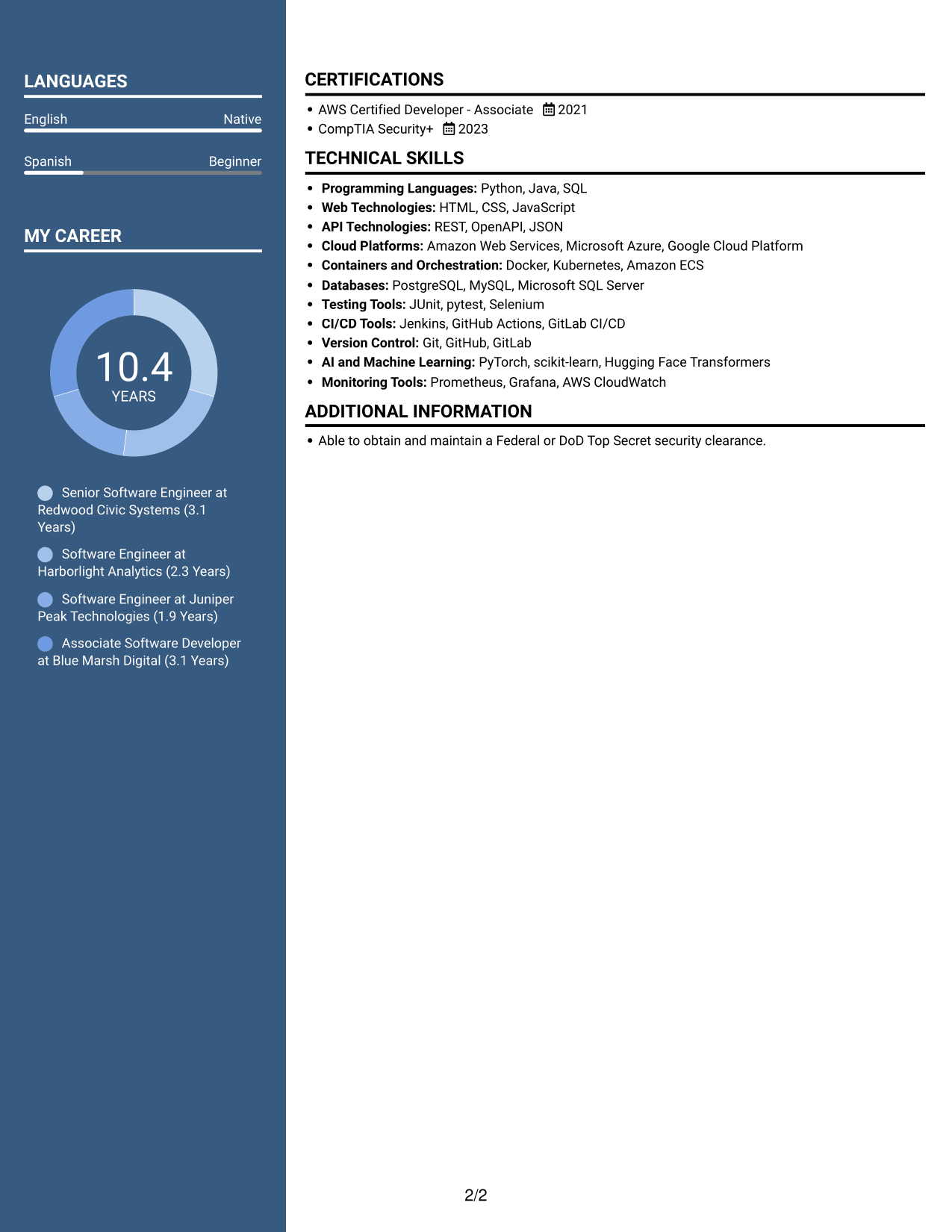 Resume example — page 2