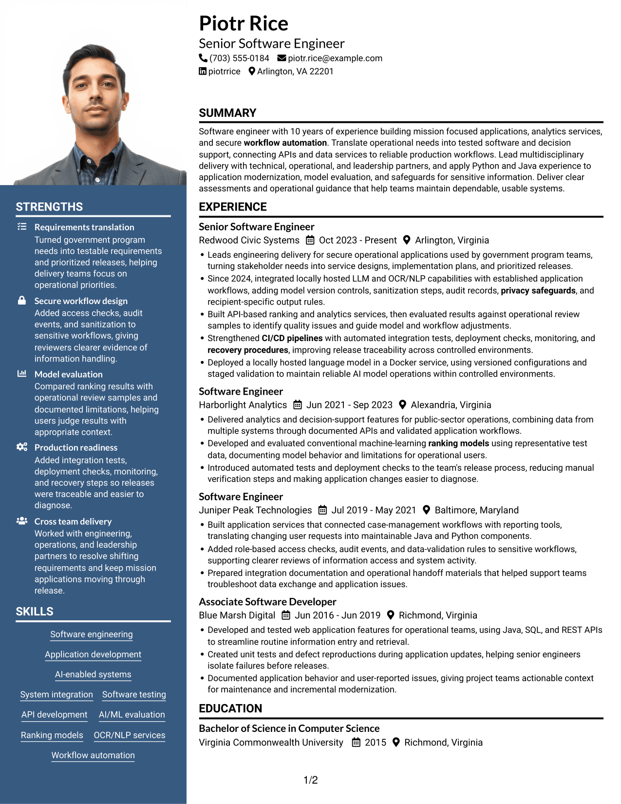 Resume example — page 1