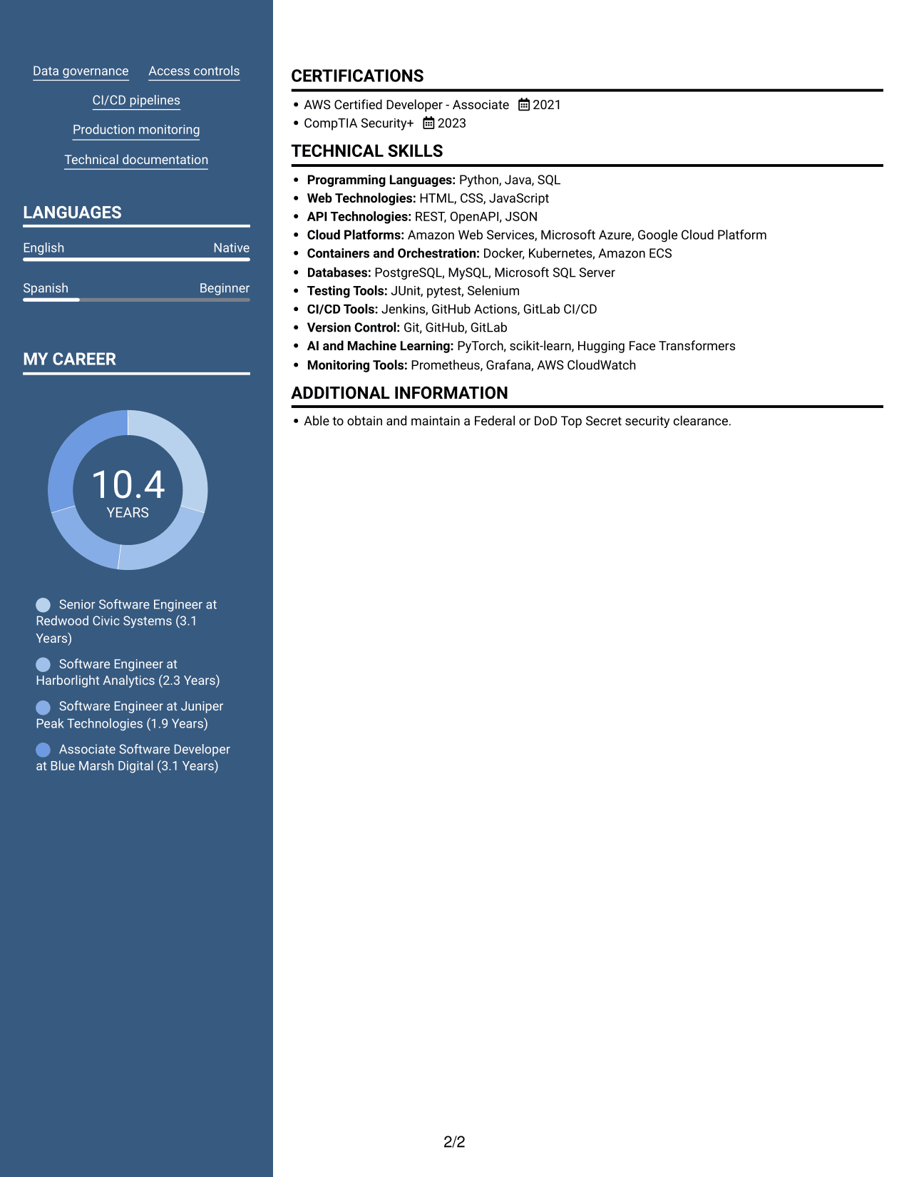 Resume example — page 2