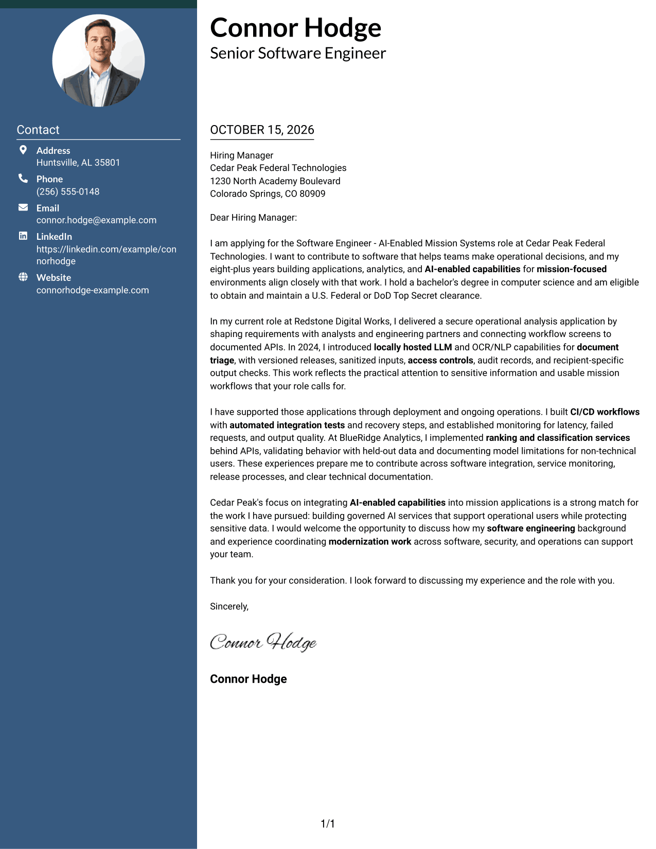 Cover letter example — page 1