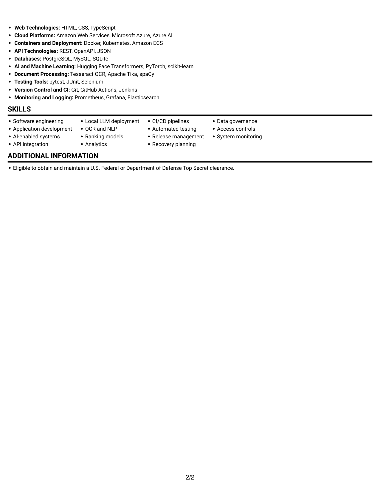 Resume example — page 2