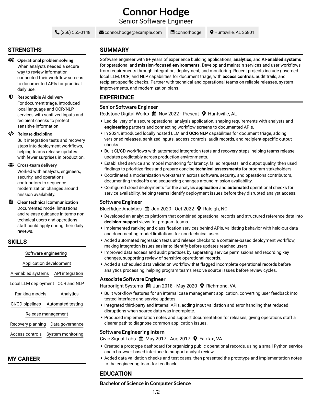 Resume example — page 1
