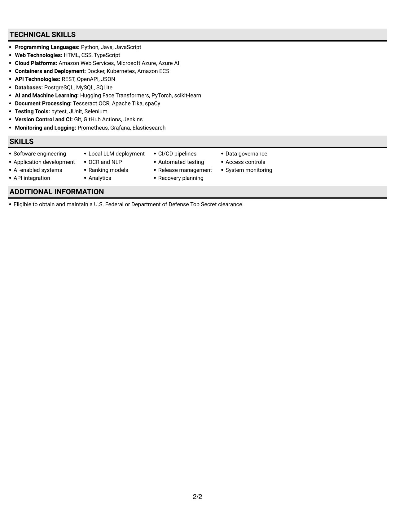 Resume example — page 2