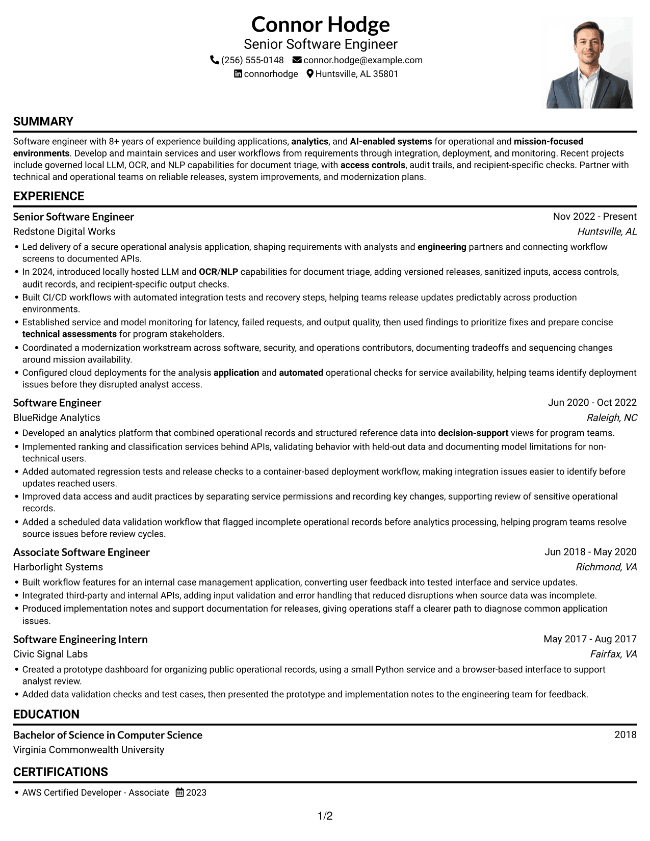 Resume example — page 1