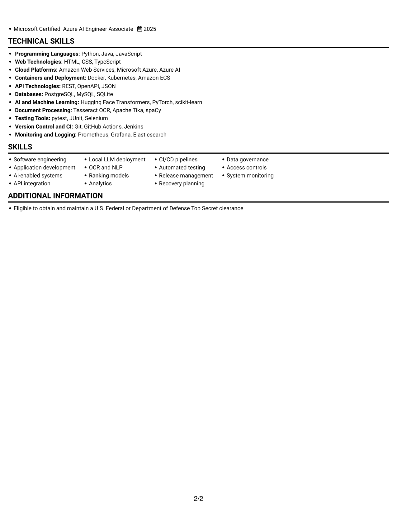 Resume example — page 2