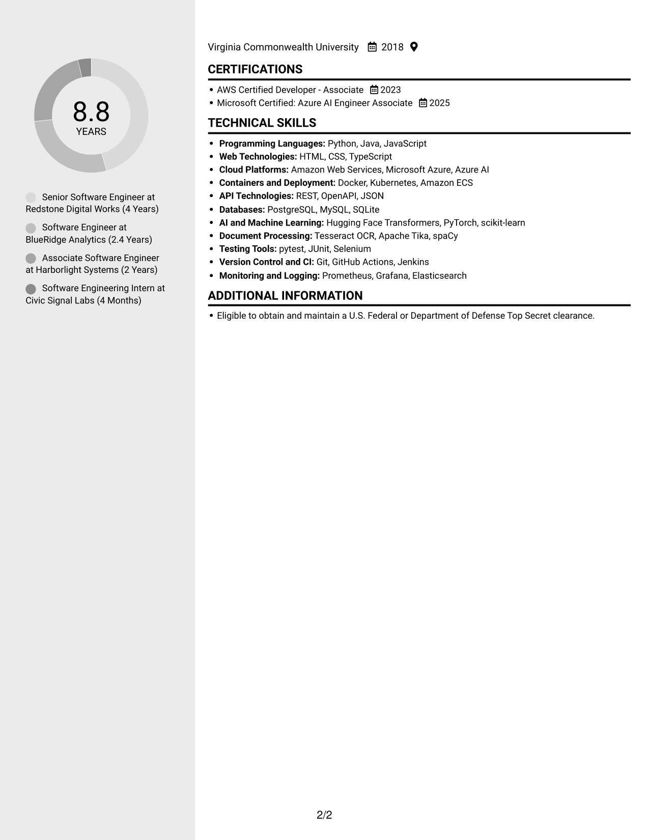 Resume example — page 2