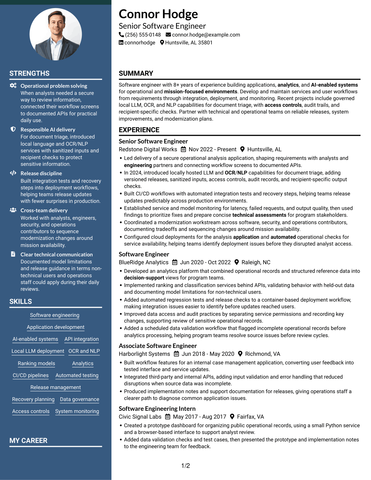 Resume example — page 1