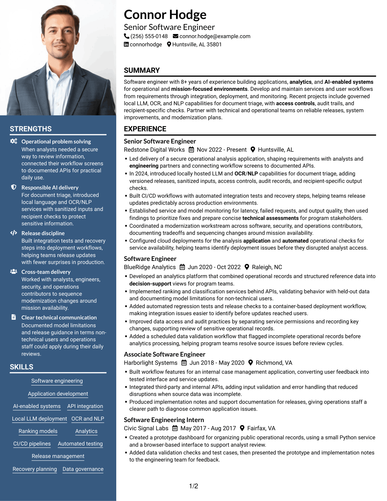 Resume example — page 1
