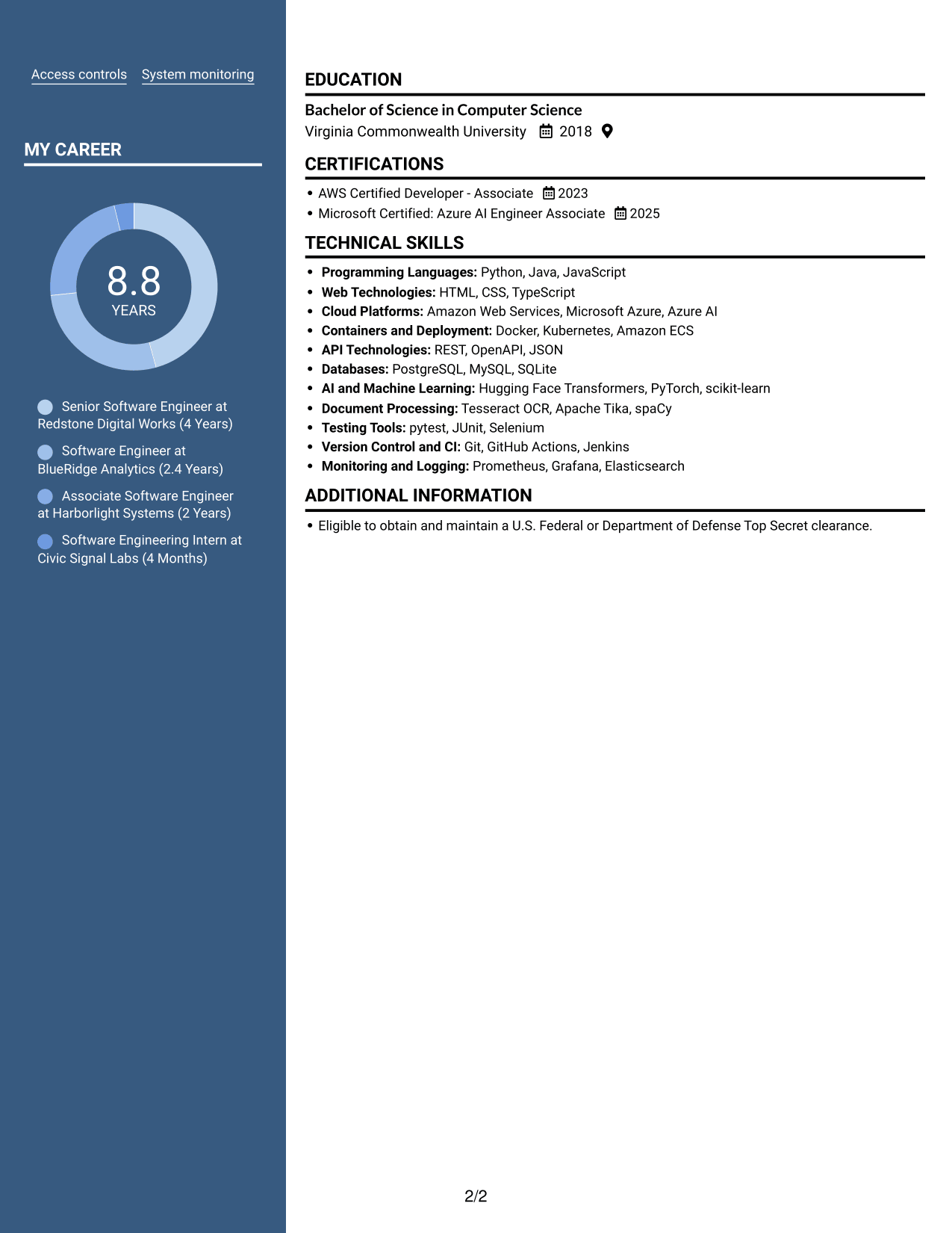 Resume example — page 2
