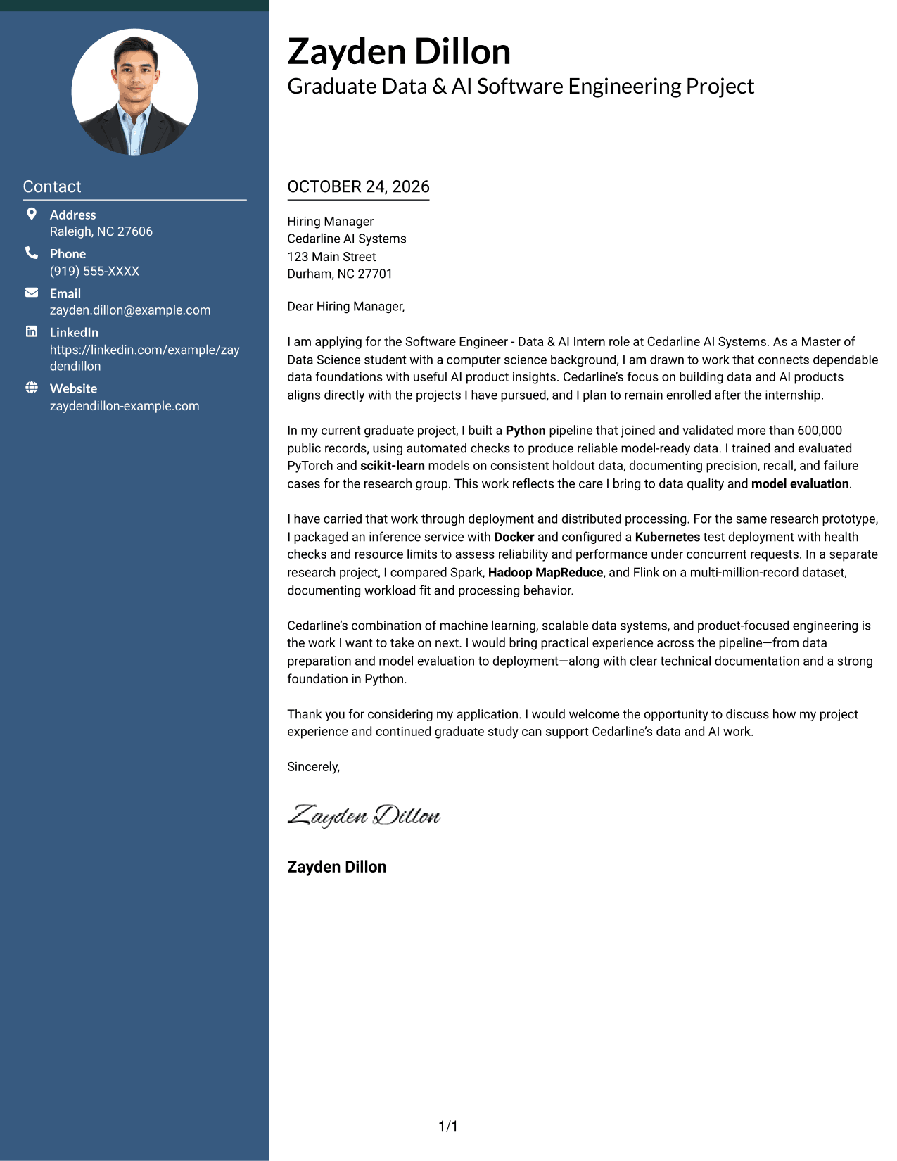 Cover letter example — page 1