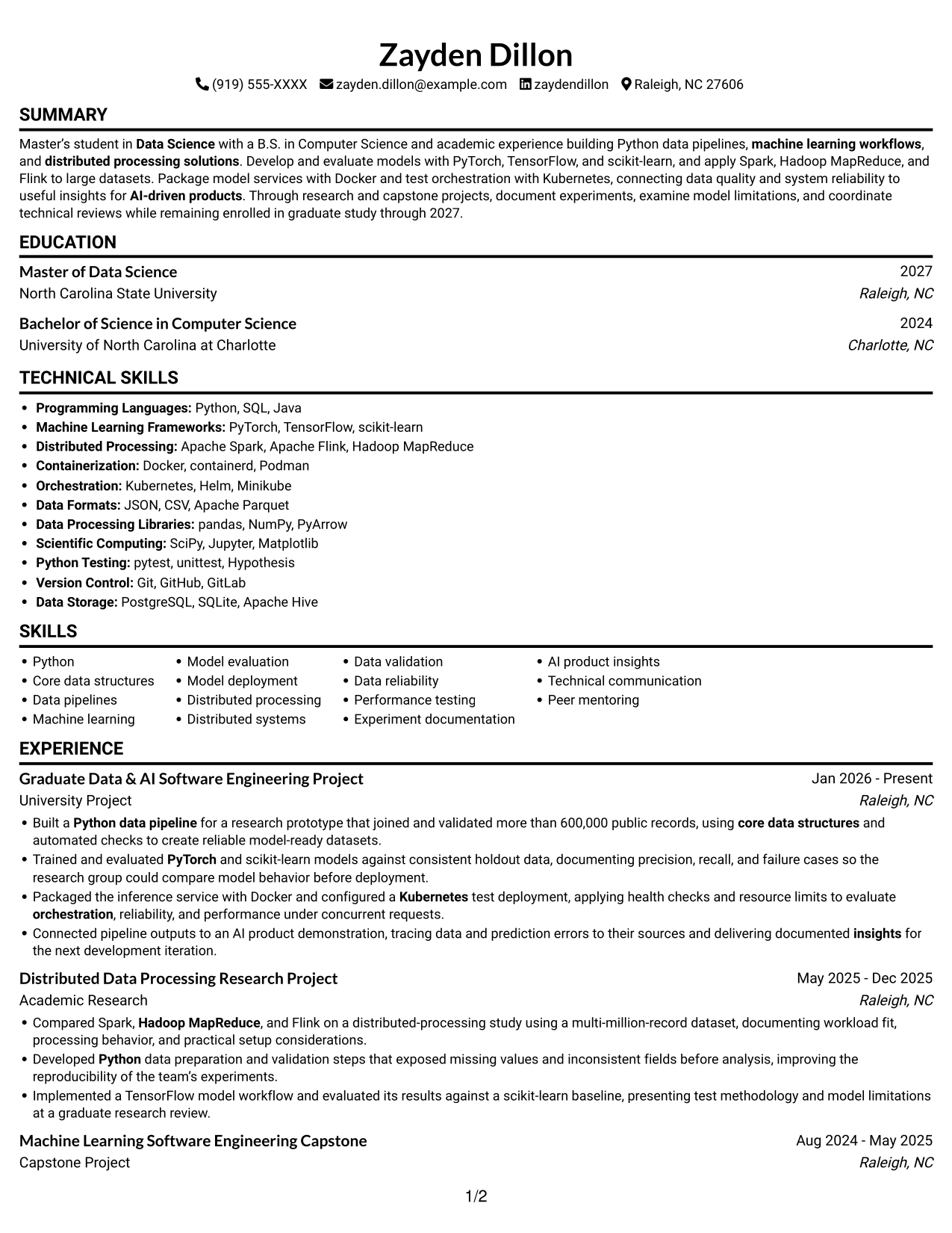 Resume example — page 1