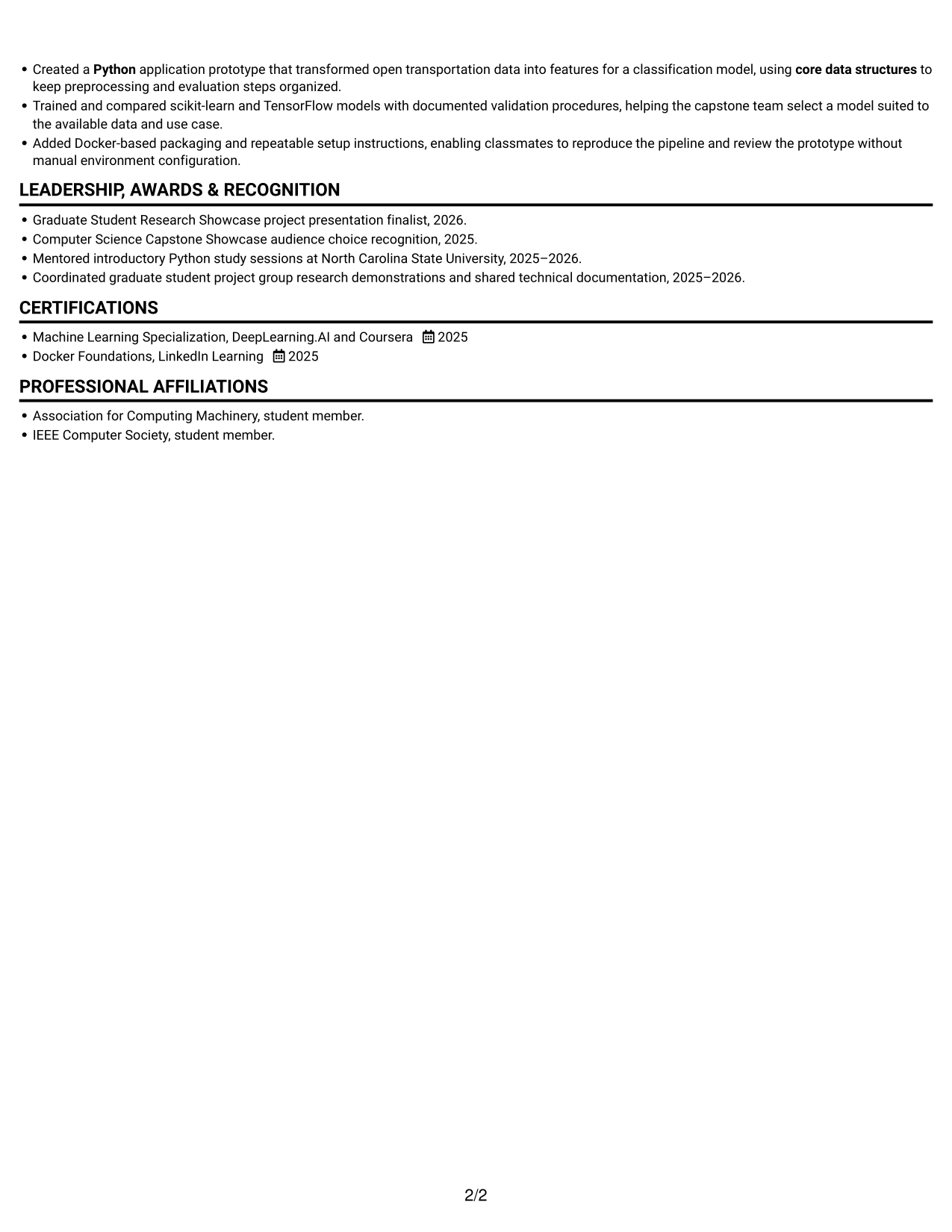 Resume example — page 2