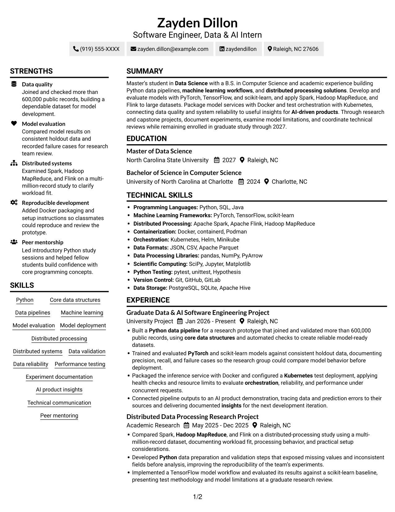 Resume example — page 1