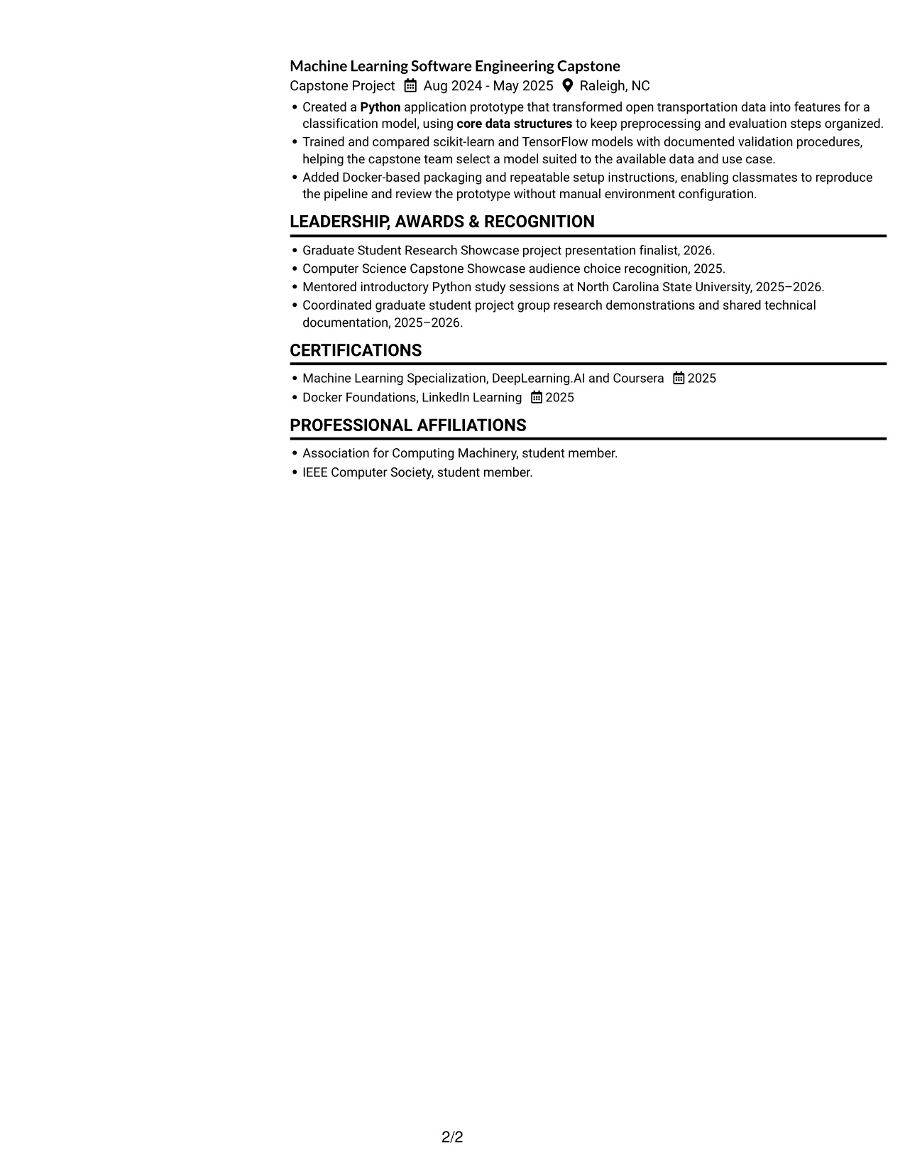 Resume example — page 2