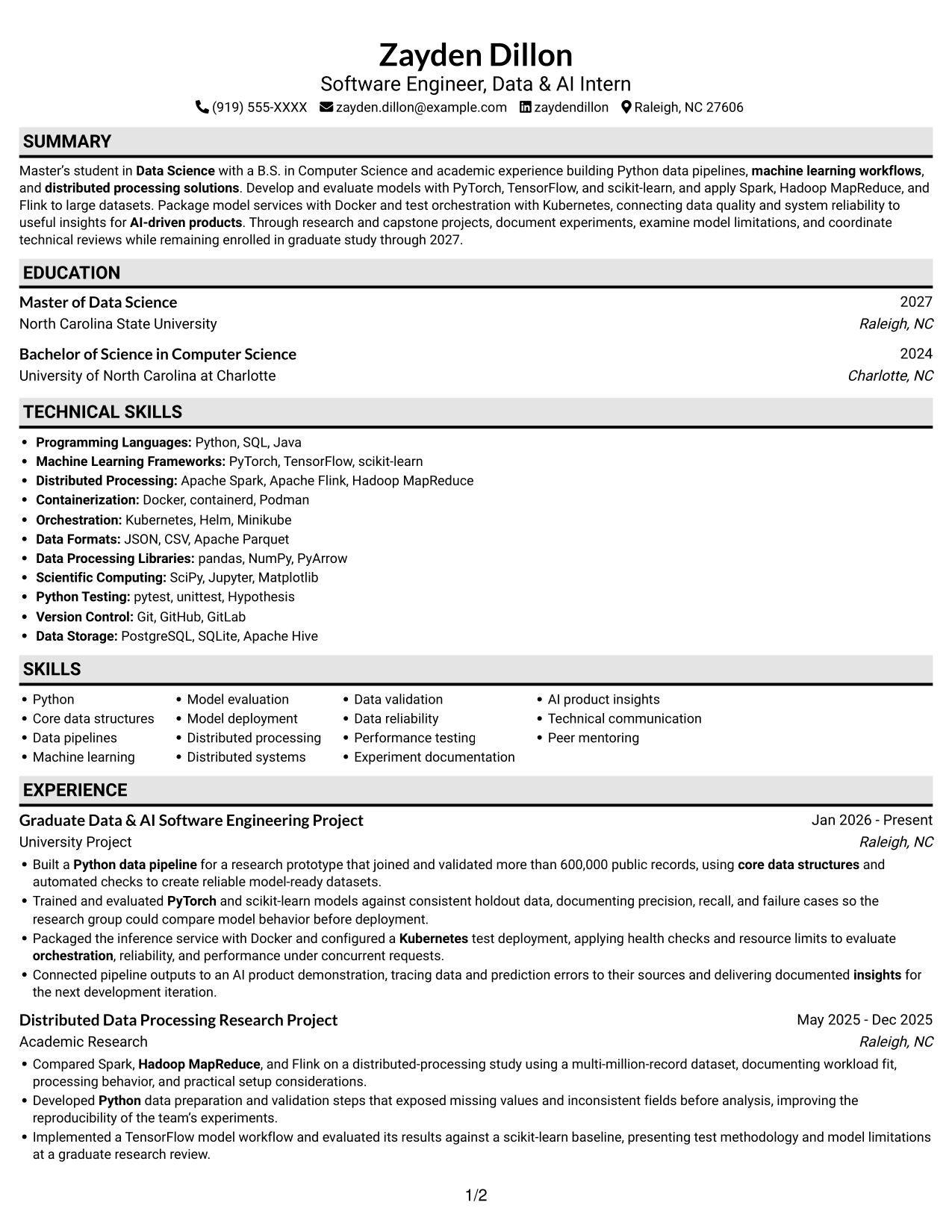 Resume example — page 1