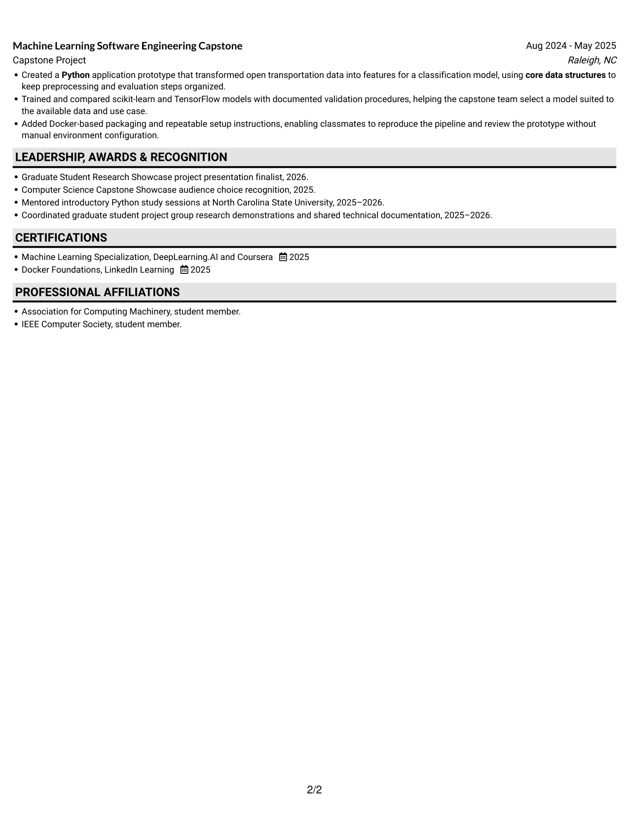 Resume example — page 2