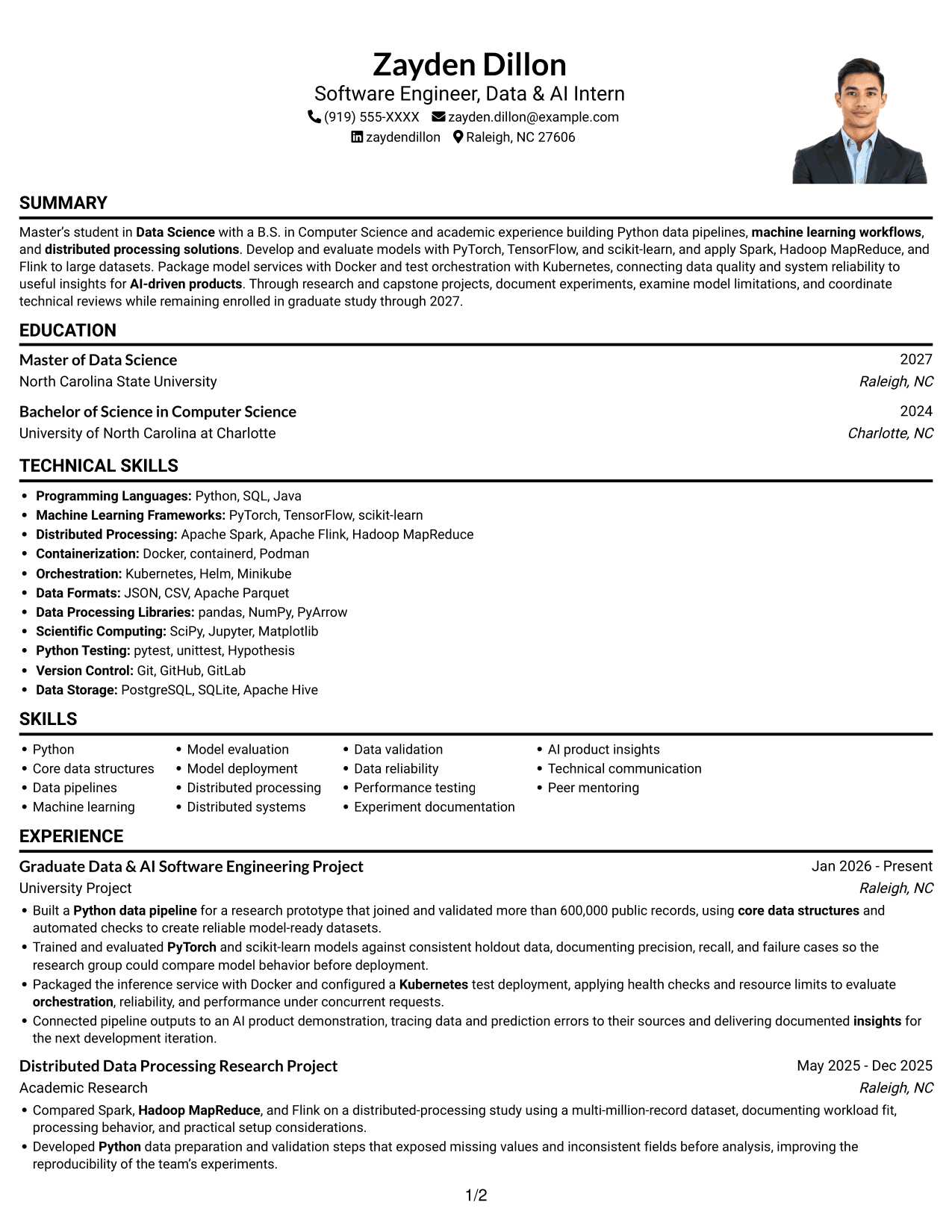 Resume example — page 1