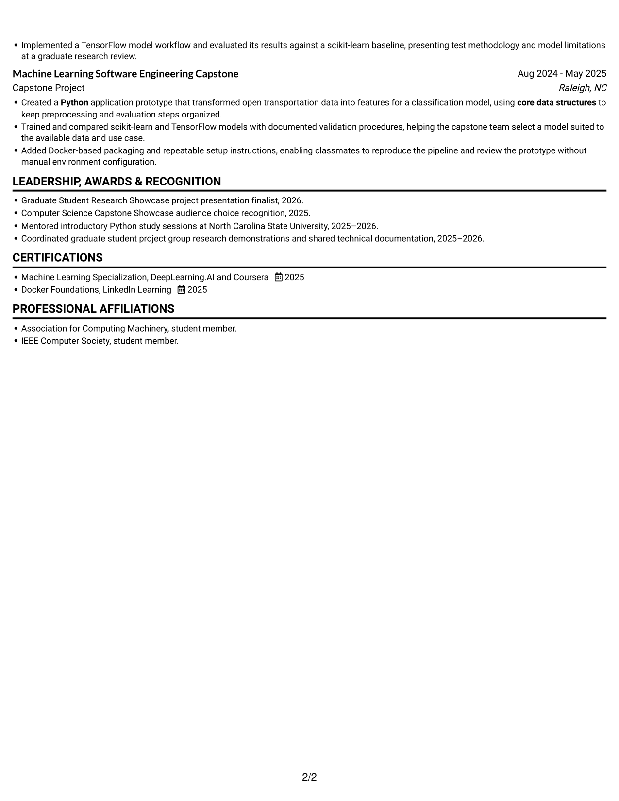 Resume example — page 2