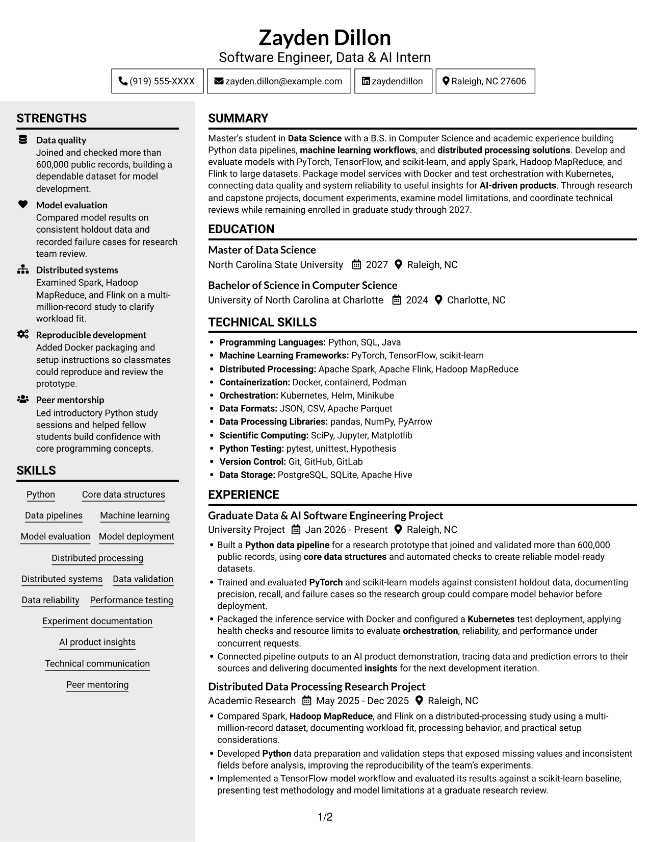Resume example — page 1