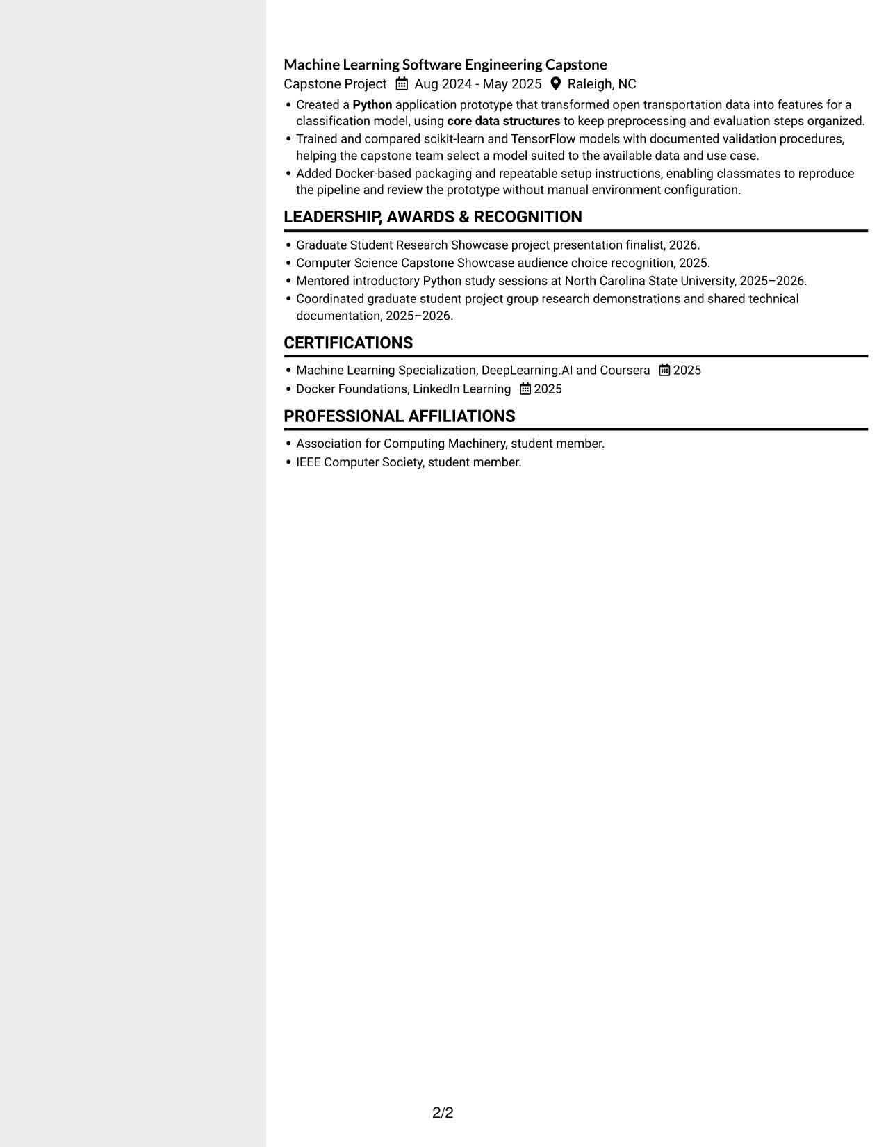 Resume example — page 2