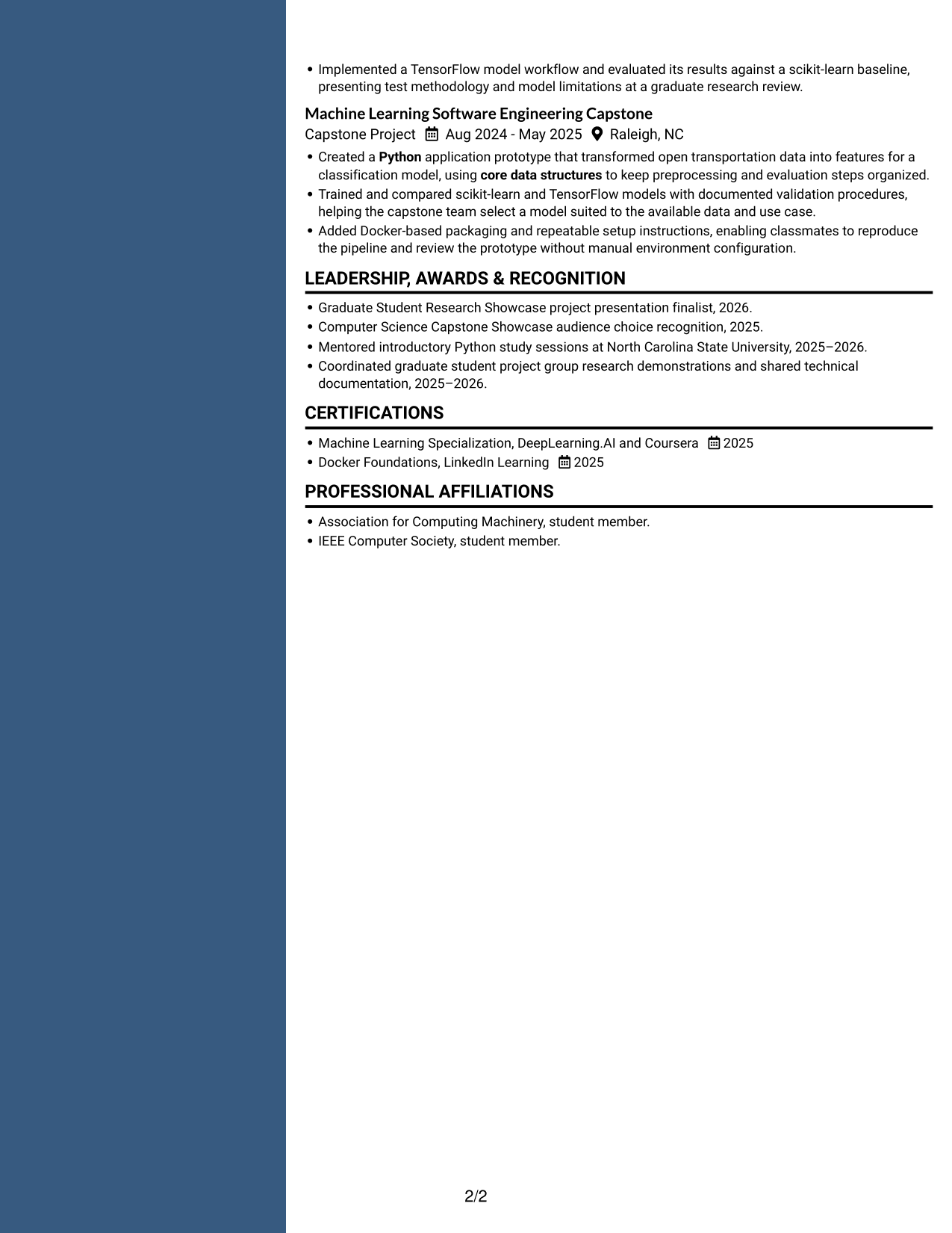Resume example — page 2