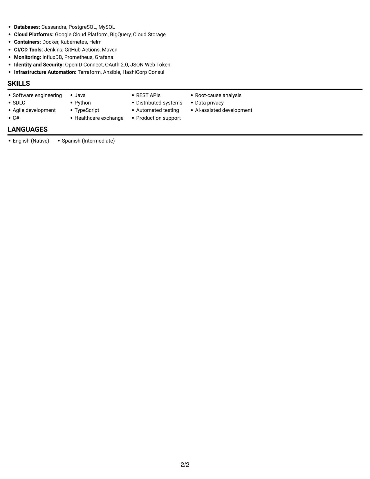 Resume example — page 2