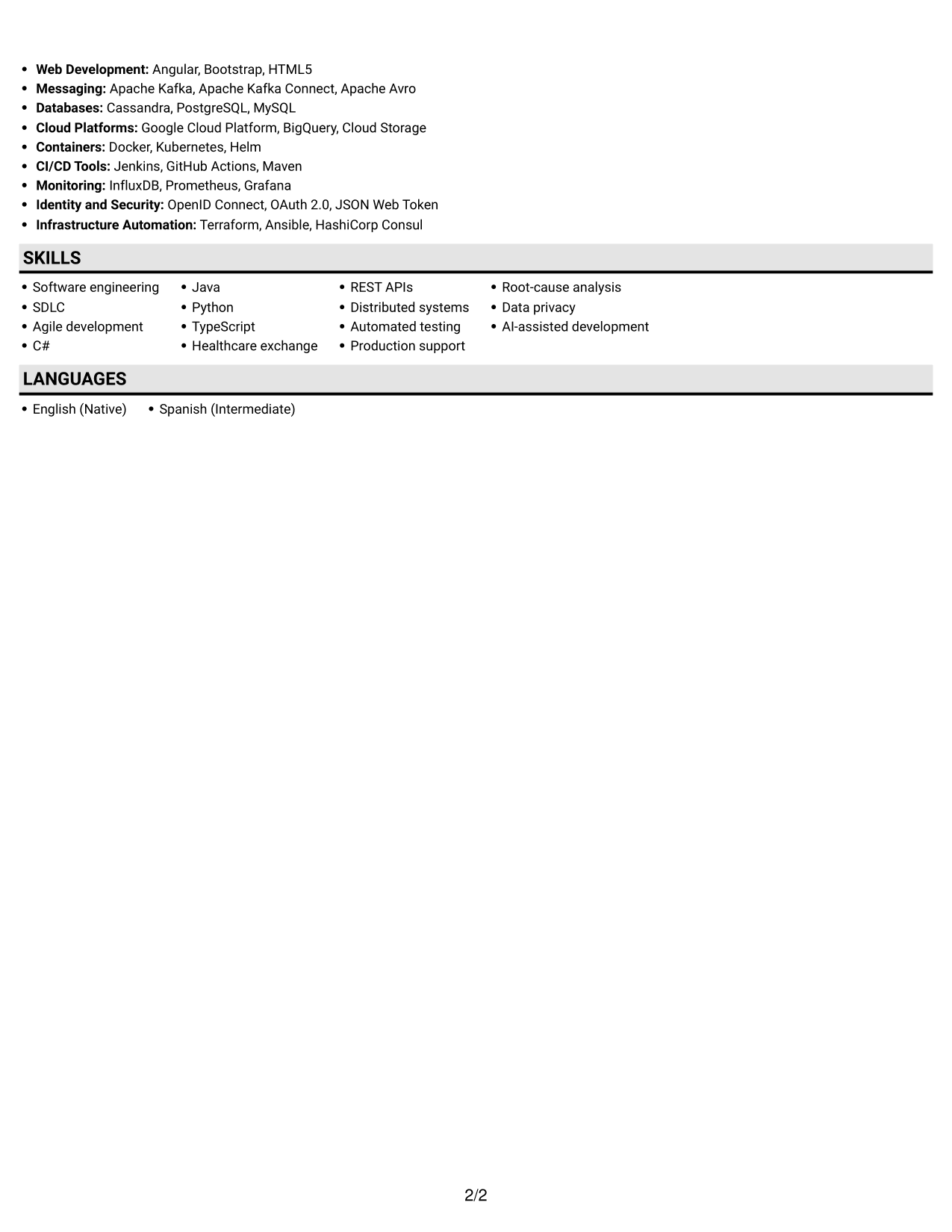 Resume example — page 2